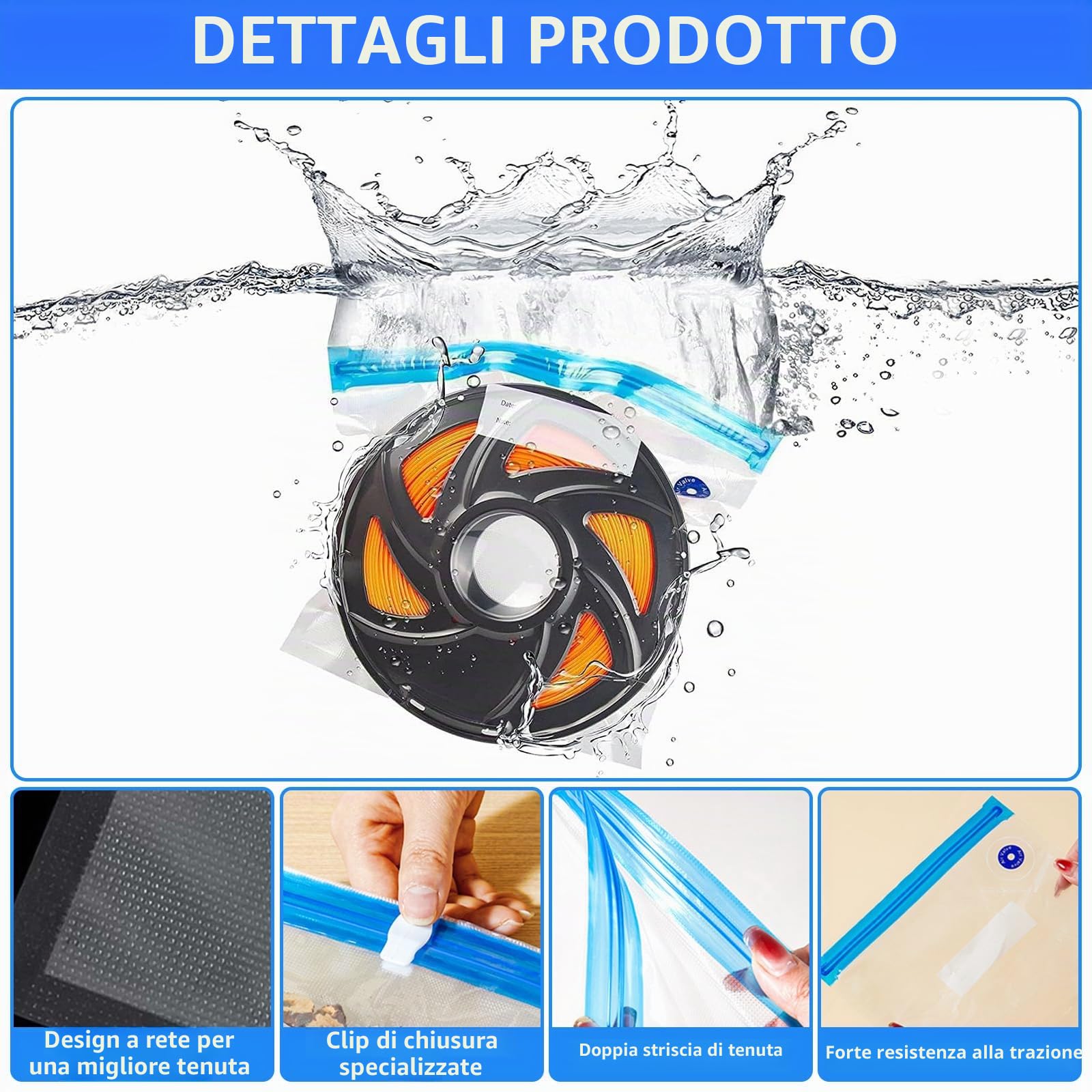 YOUNGSAY 24 Sacchetti Sottovuoto per Filamenti 3D + 48 Essiccante, 34 x 30cm Sacchetti Sottovuoto per Filamenti per Stampante 3D con Pompa Manuale e Clip di Tenuta per PLA ABS PETG TPU
