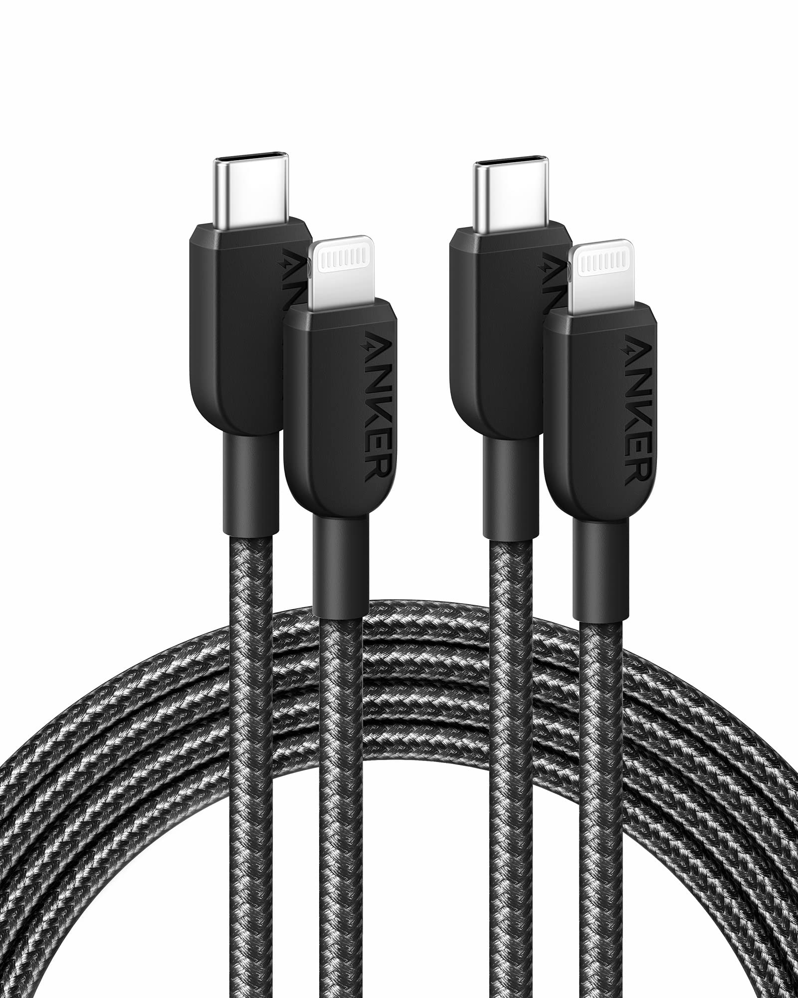 Anker 310 USB C to Lightning Cable(6FT,2Pack, Black), MFi Certified for iPhone 14 Series, and More(Charger Not Included)Anker 310 USB C to Lightning Cable(6FT,2Pack…