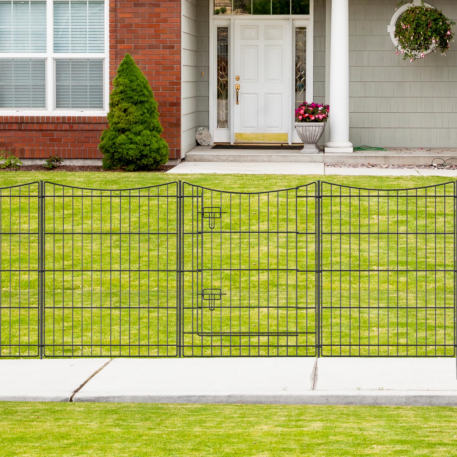 INJOPEXI Garden Fence 6 Panels 11.8ft(L)ร30in(H) Decorative Garden Fences Outdoor with 5 Panels + 1 Gate, Rustproof Metal Wire No Dig Temporary Animal Barrier Fencing Border Dog Fence for Yard Patio