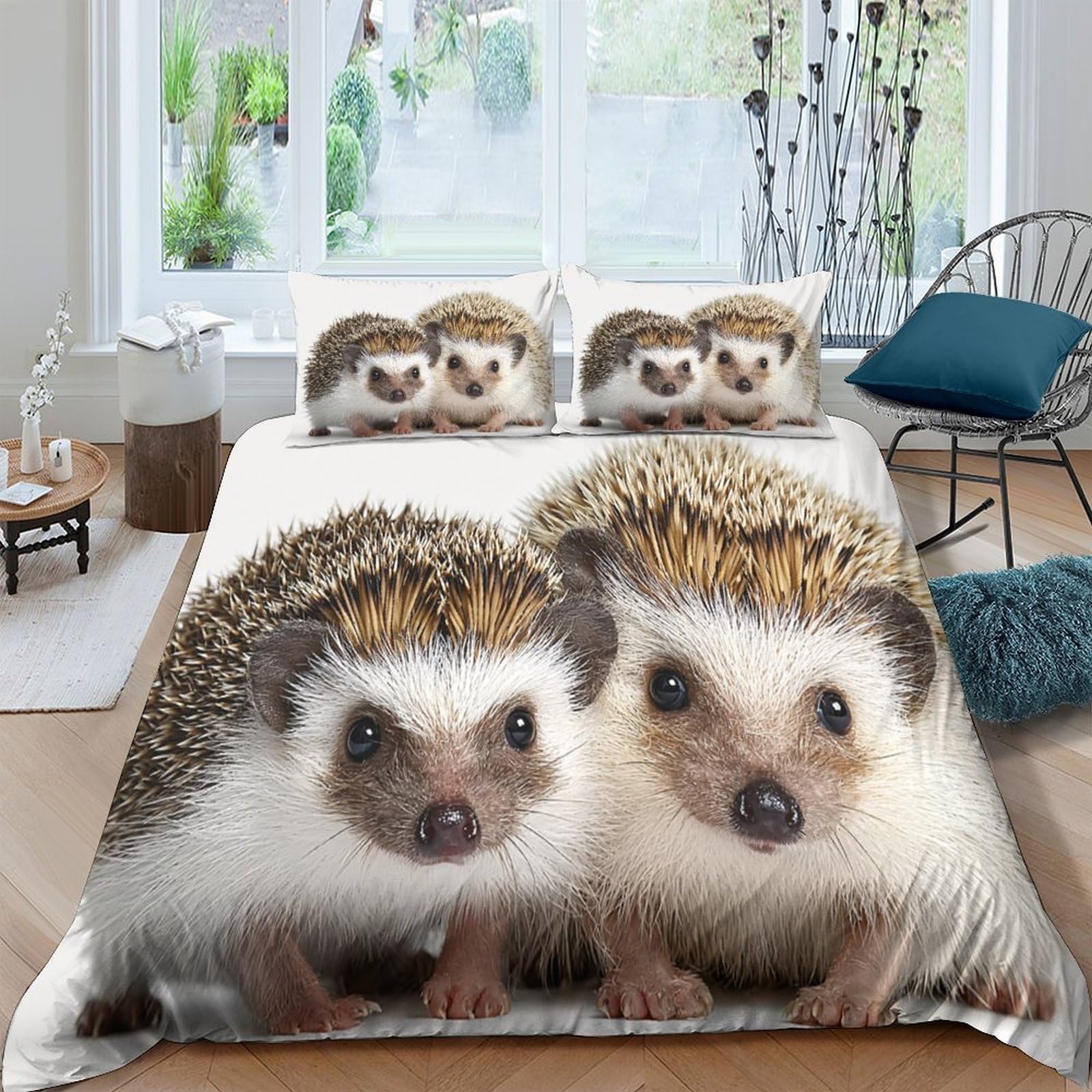 Ctjqhvkz Style-9 3D Printed Hedgehog Animal Fitted Sheet Microfiber Soft Decorative Bed Cover For Bedroom Guest Room Dorm Mattress Protection Single（135X200cm）