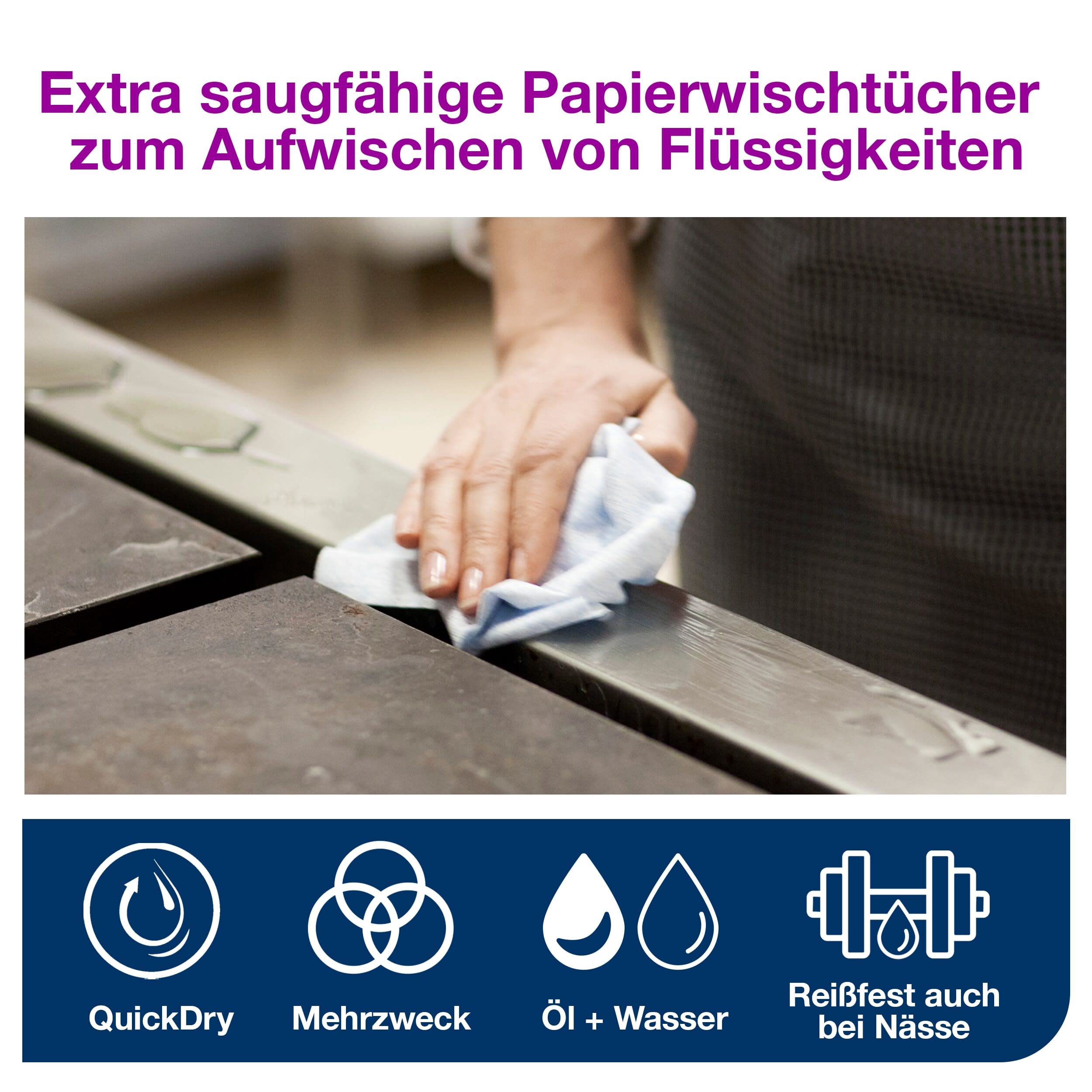 Tork Hochleistungs-Kombirollen-Reinigungspapier 2-lagig blau W1/W2/W3, 1 x 170 m