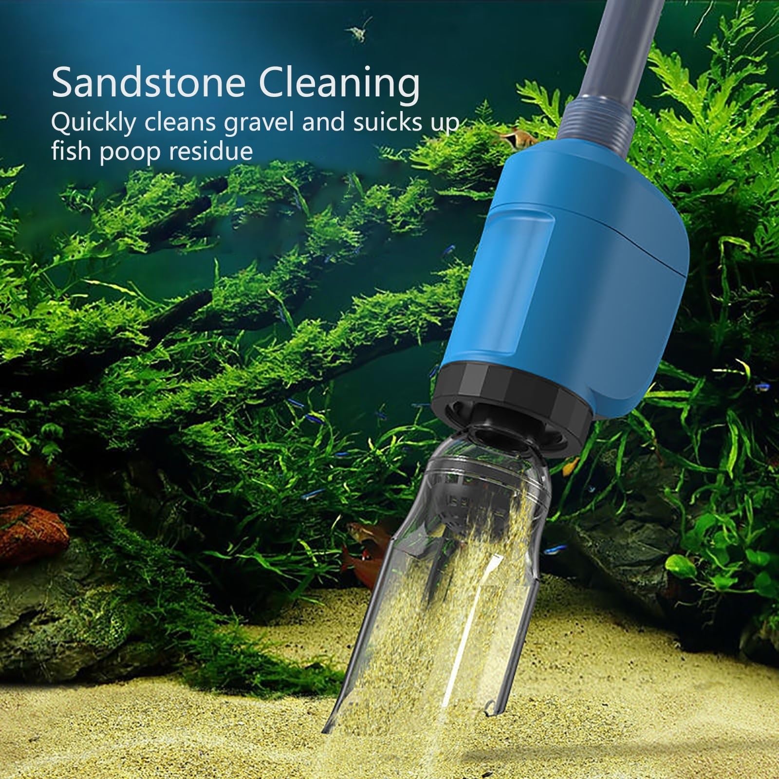 Nettoyeur de gravier for aquarium, kit d'aspirateur de sable for aquarium à changement rapide d'eau avec bouton de pression d'air, aspirateur à siphon for aquarium avec filet for aquarium for le chang