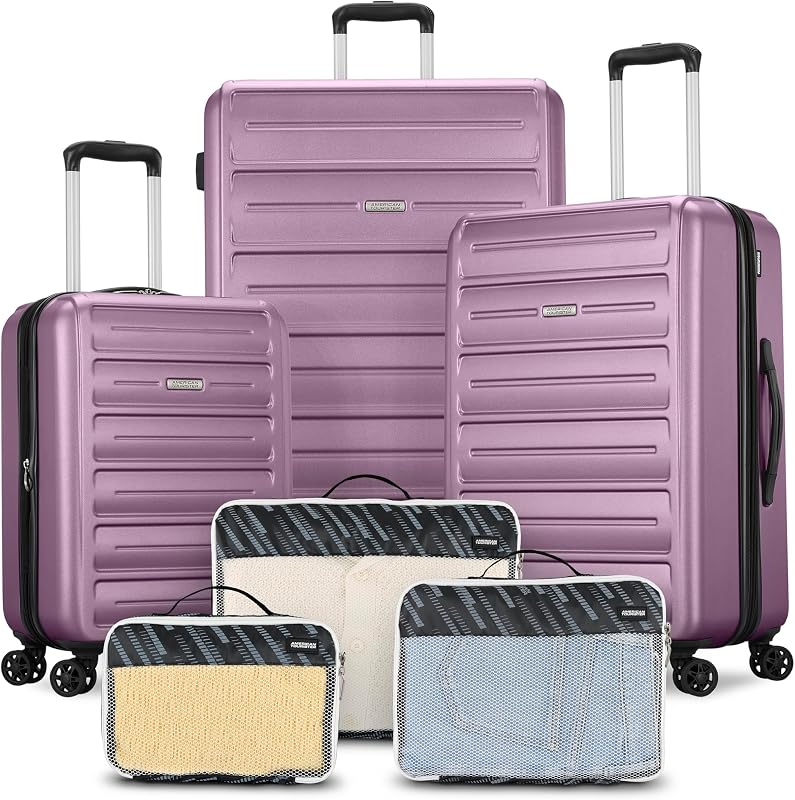 Westridge Hardside Luggage Set with Spinner Wheels, Purple Haze, 3 Piece Set (CO/M/L) and Free Packing Cubes