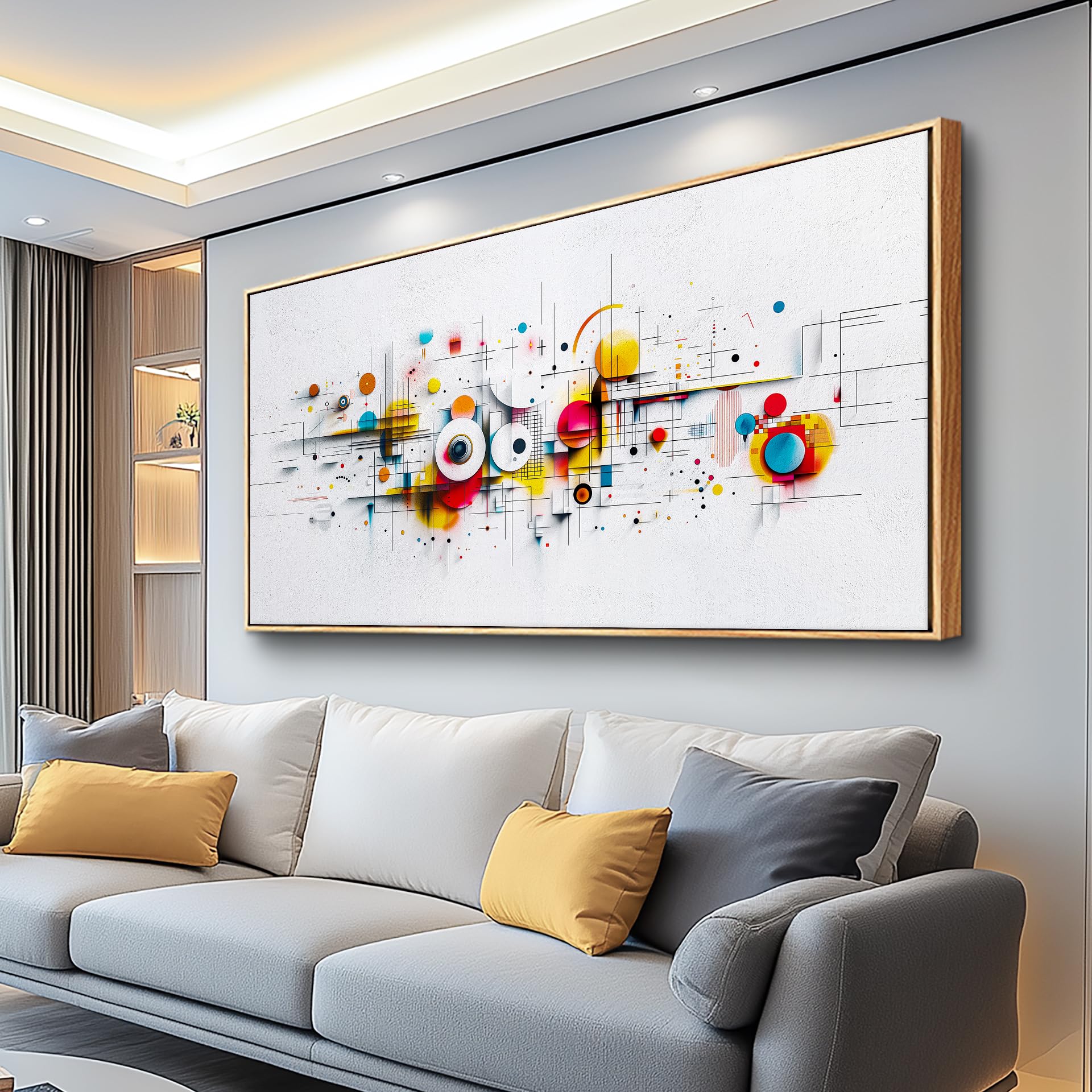 ERQINHUA Abstract Large Canvas Wall Art Living Room Boho Wall Decor For Bedroom Office Decorations Geometric Wall Paintings Minimalism Pictures Artwork Modern Home Decor Wood Framed 24x48 In