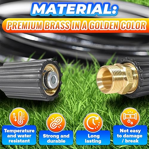 Miniatura 3 de Acoplador de manguera para lavadora a presión - M22 de conexión rápida de 0.555 pulgadas, conector de manguera de lavado a presión, 4500 PSI de alta