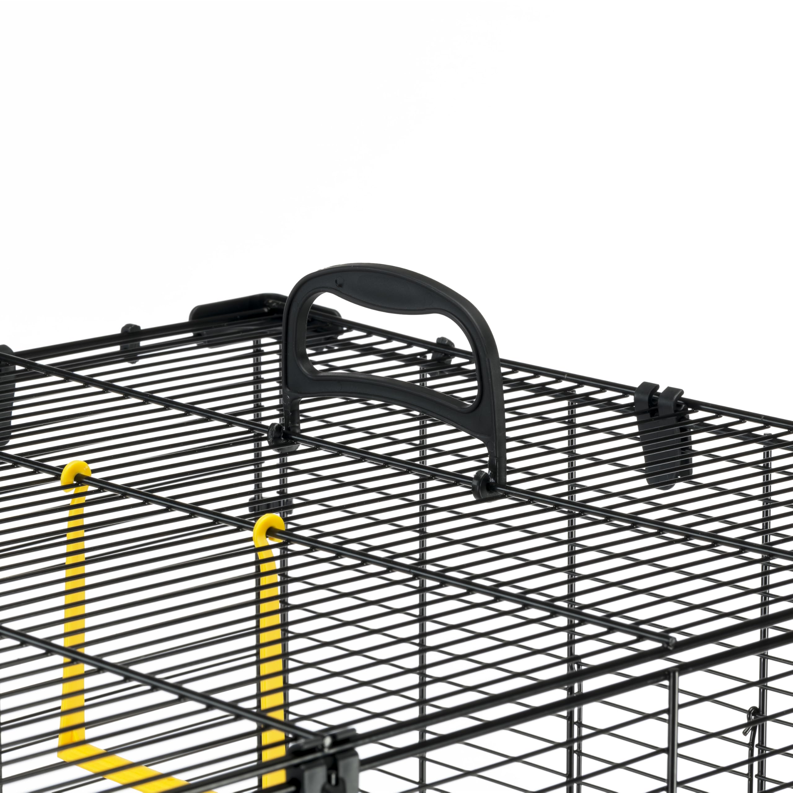 Ferplast Amplia Jaula para Canarios, periquitos y pequeños pájaros exóticos Piano 6, con Accesorios, Percha Modular y comederos giratorios, Pintado Negro y cubeta Marrón, 87 x 46,5 x h 70 cm