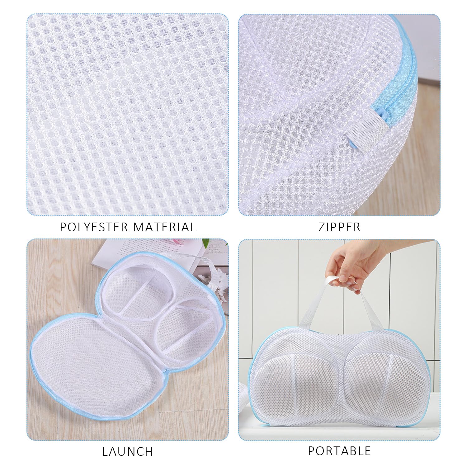 4-Piece Laundry Bag, Bra Laundry Bag, Underwear Washing Bag, Anti-Deformation Washing Bag, Zipper Laundry Net Bag, Suitable for Underwear and Socks - Image 3
