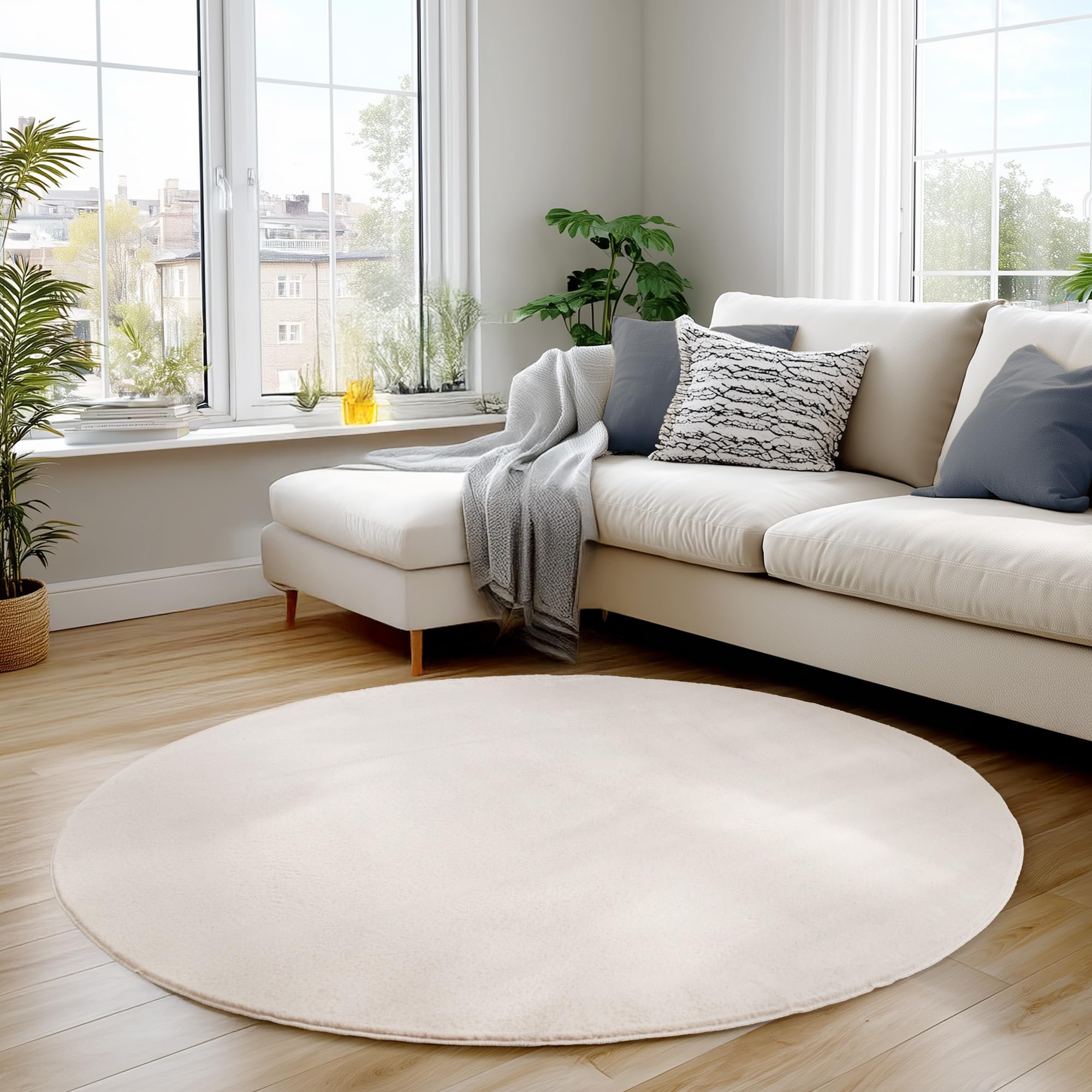 Carpettex Teppich Kurzflor Teppich Waschbar, rund, rutschfest & weich, modernes einfarbiges Design für Wohnzimmer, Schlafzimmer, Küche & Kinderzimmer.