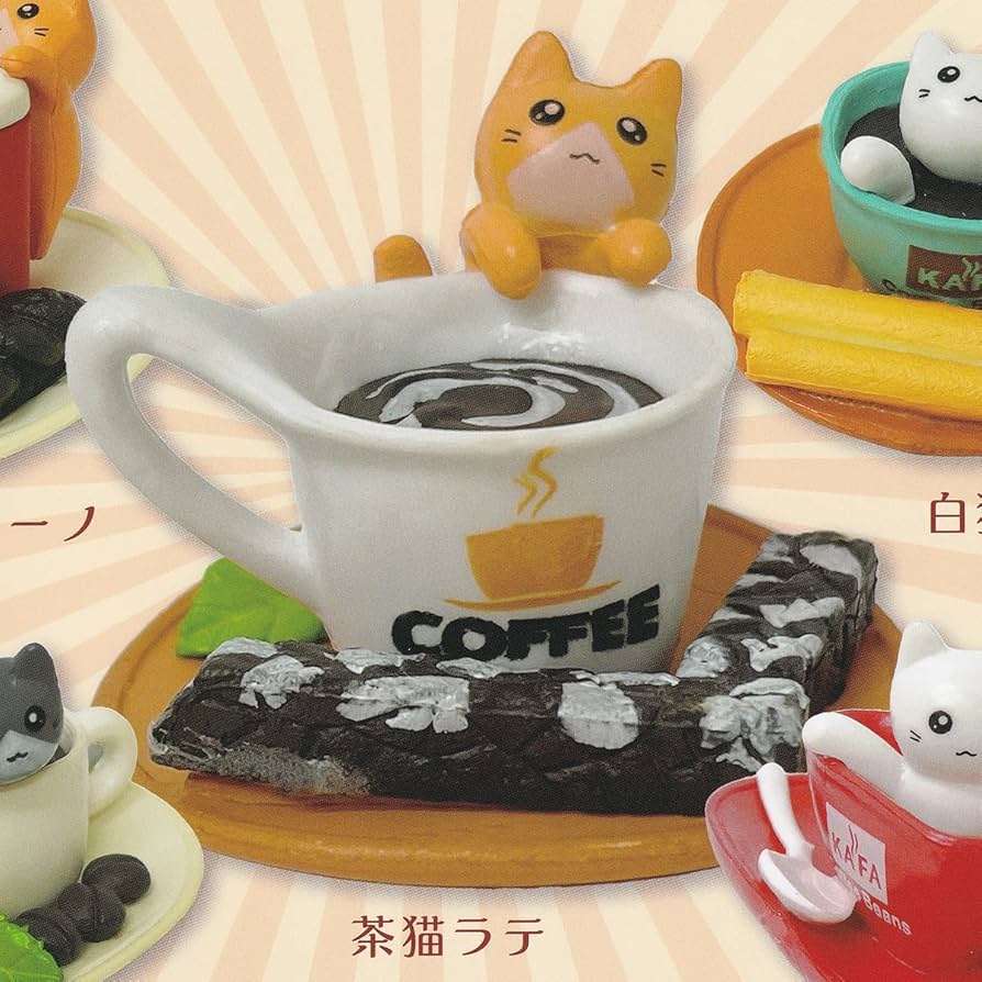 じゃれ猫　猫カフェ　珈琲　ミニチュア　フェイクスイーツ　ハンドメイド猫チャーム じゃれ猫 猫カフェ 珈琲 ミニチュア フェイクスイーツ