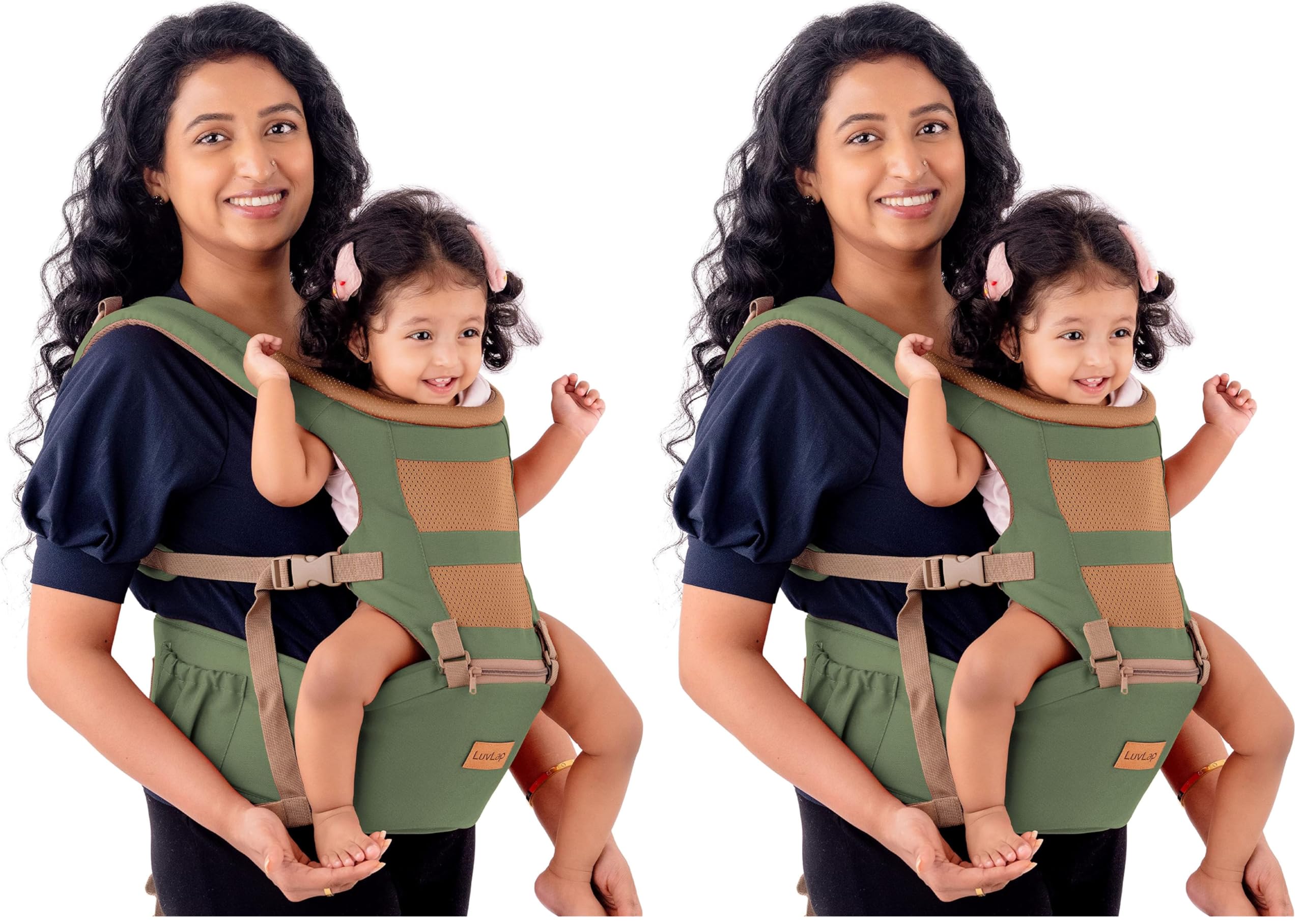 LuvLap Royal Hip Seat Baby Carrier with 4 Carry Positions, Baby Carrier with Hip seat for 6 to 24 Months Baby, Adjustable New-Born to Toddler Carrier, Max Weight Up to 15 Kgs (Green) (Pack of 2)-picture-55
