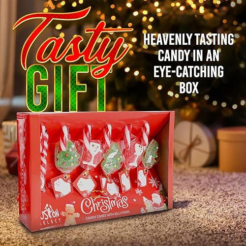 Miniatura 4 de Fusion Select 2 paquetes de bastones de caramelo de Navidad con Jelly Pops, caramelos duros vintage con caramelos de gomita suaves en Papá Noel,