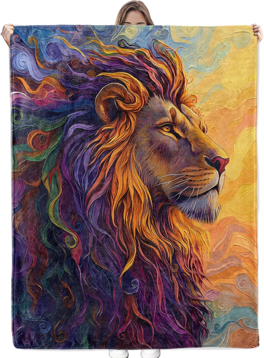 Colorful Lion Blanket - Ultra Soft, Cozy, Lightweight, Warm & Fuzzy Flannel Throw Blankets, Ideal for Couch, Bed, Travel & Outdoor Use - for Adults Kids Women Men 60"×50"