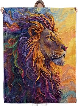 Colorful Lion Blanket - Ultra Soft, Cozy, Lightweight, Warm & Fuzzy Flannel Throw Blankets, Ideal for Couch, Bed, Travel & Outdoor Use - for Adults Kids Women Men 60"50"