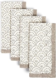 over&back Cloth Napkins Set – Cotton Block Print Napkins, Reusable & Was...