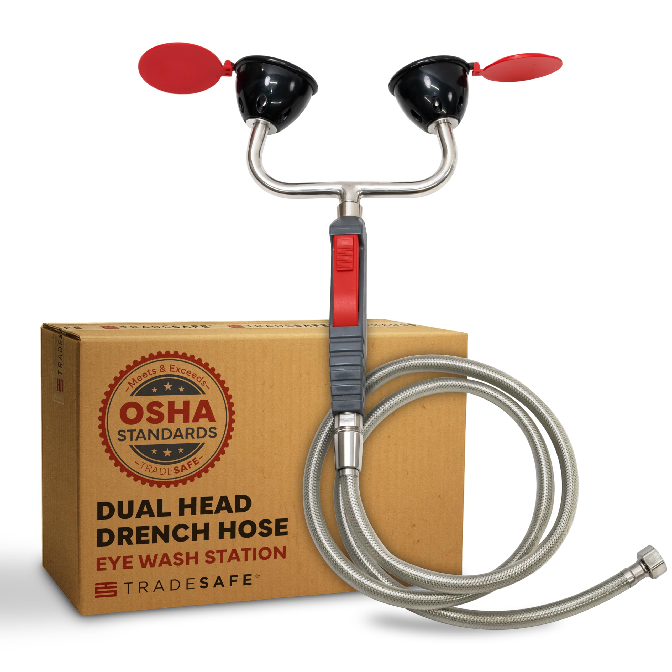 TRADESAFE Station de lavage oculaire d'urgence – Station de lavage oculaire portable approuvée par l'OSHA, station de lavage oculaire à double tête, station de lavage oculaire murale et sur le pont