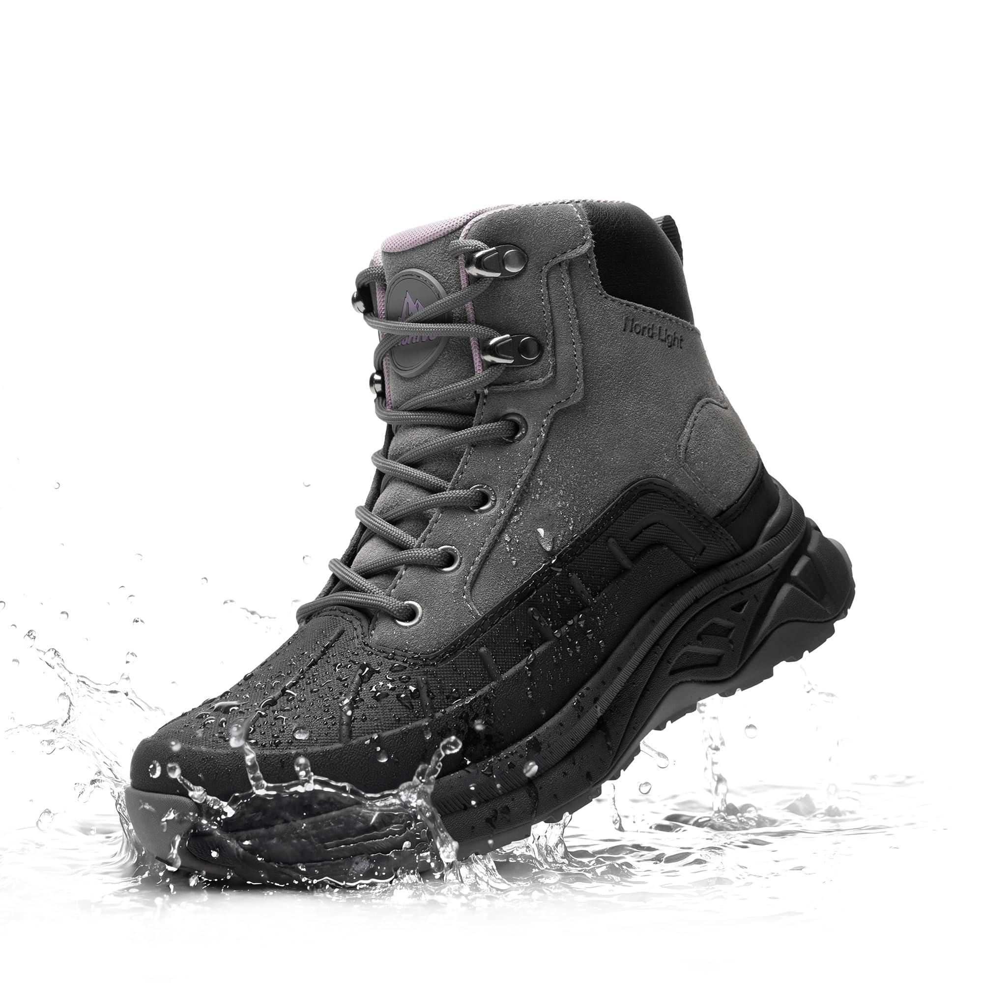 NORTIV 8 Damskie wodoodporne buty turystyczne outdoorowe trekkingowe kemping szlak turystyczne buty, ciemnoszary, 40.5 EU