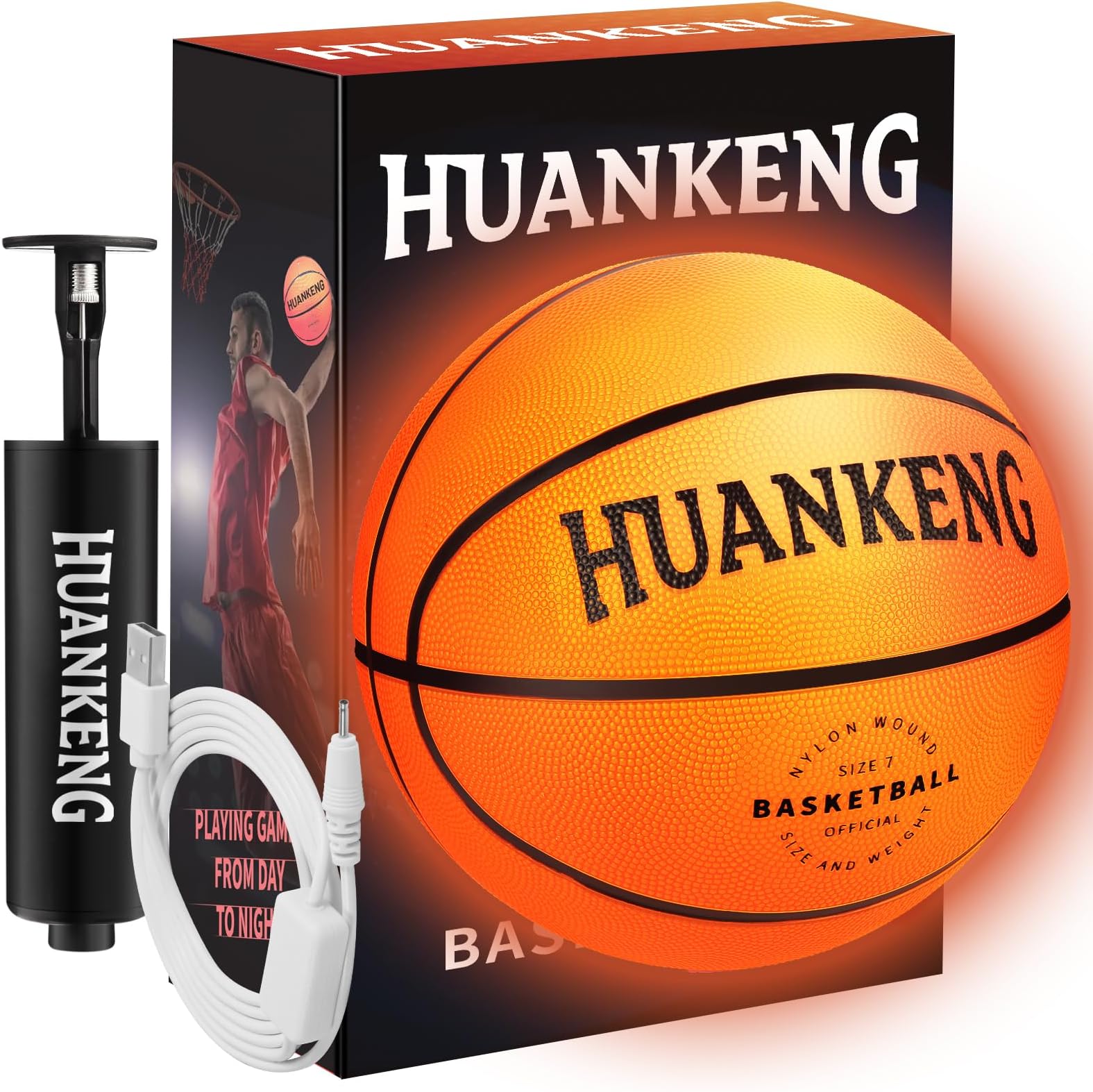 HuanKeng Upgrade Rechargeable Glow in The Dark Ball Toys Birthday Gifts for 6 7 8 9 10 11 12 13 14 15 Year Old Boys, Sports and Outdoors Light Up Ball Games for Teen, Kids Boys Toy Stuff Ages 6-15