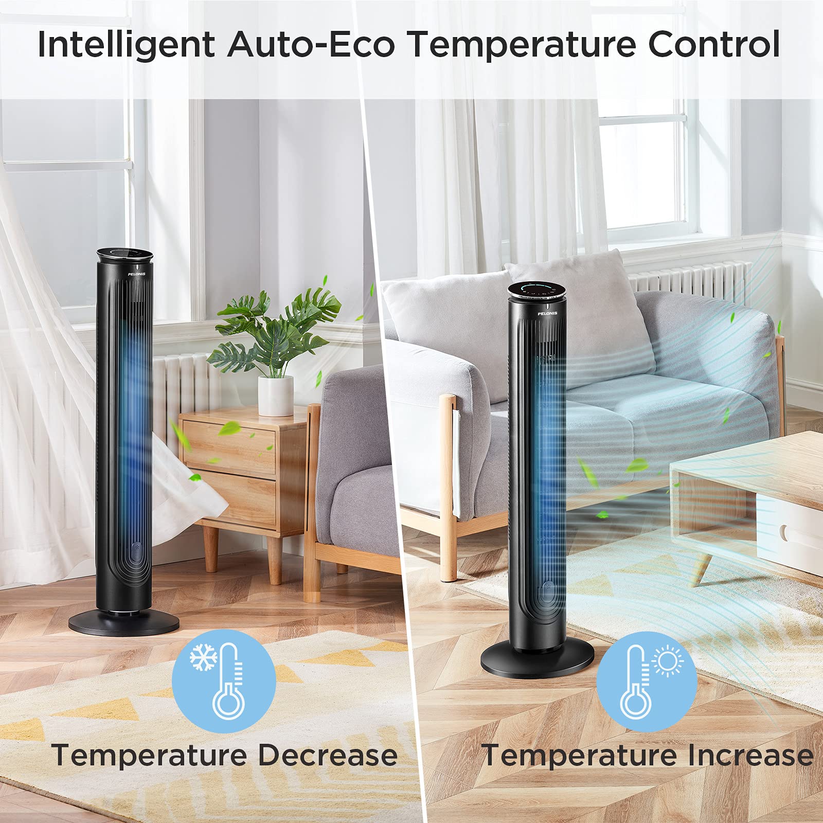 PELONIS 42’’ Oscillating Tower Fan with Aromatherapy Diffuser, Remote