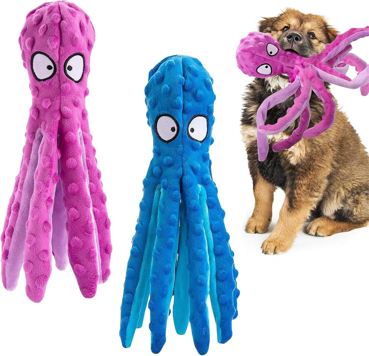 Durable Plush Octopus Dog Toy - Bite-Resistant Squeaky Puzzle Toy for Small & Large Dogs, Cat-Friendly Pet Accessories (4 Colors Total)