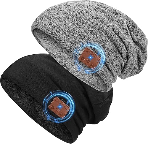 Paquete de 2 gorros Bluetooth versión 2024, gorro con forro de lana de doble capa, regalos tecnológicos únicos para hombres, mujeres, adolescentes,