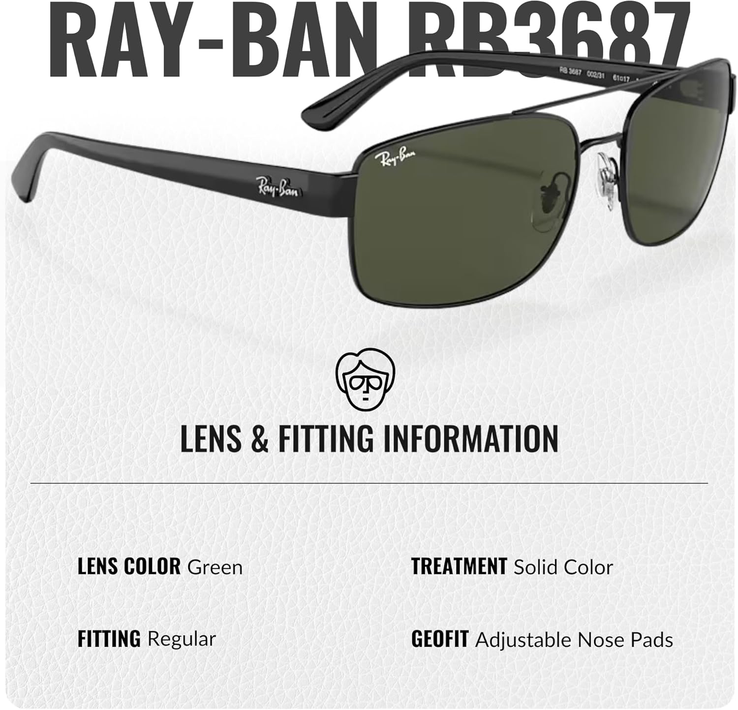 Ray-Ban RB3687 Square-Round Shaped Sunglasses for Men & Women with Official RAYBAN Eyewear Kit