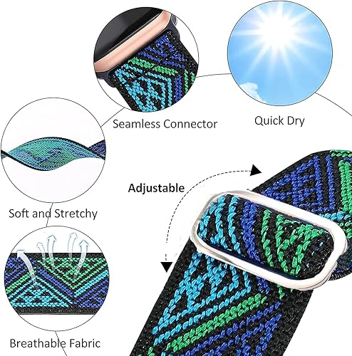 Miniatura 3 de Lamshaw Correa de reloj de 0.866 pulgadas, correa de repuesto ajustable de nailon elástico elástico compatible con reloj inteligente KACLUTEIGIIS