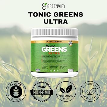 Tonic Greens Ultra, Extra Strength Superfood Supplement with Wheatgrass and Antioxidants, 5.3 oz (2)