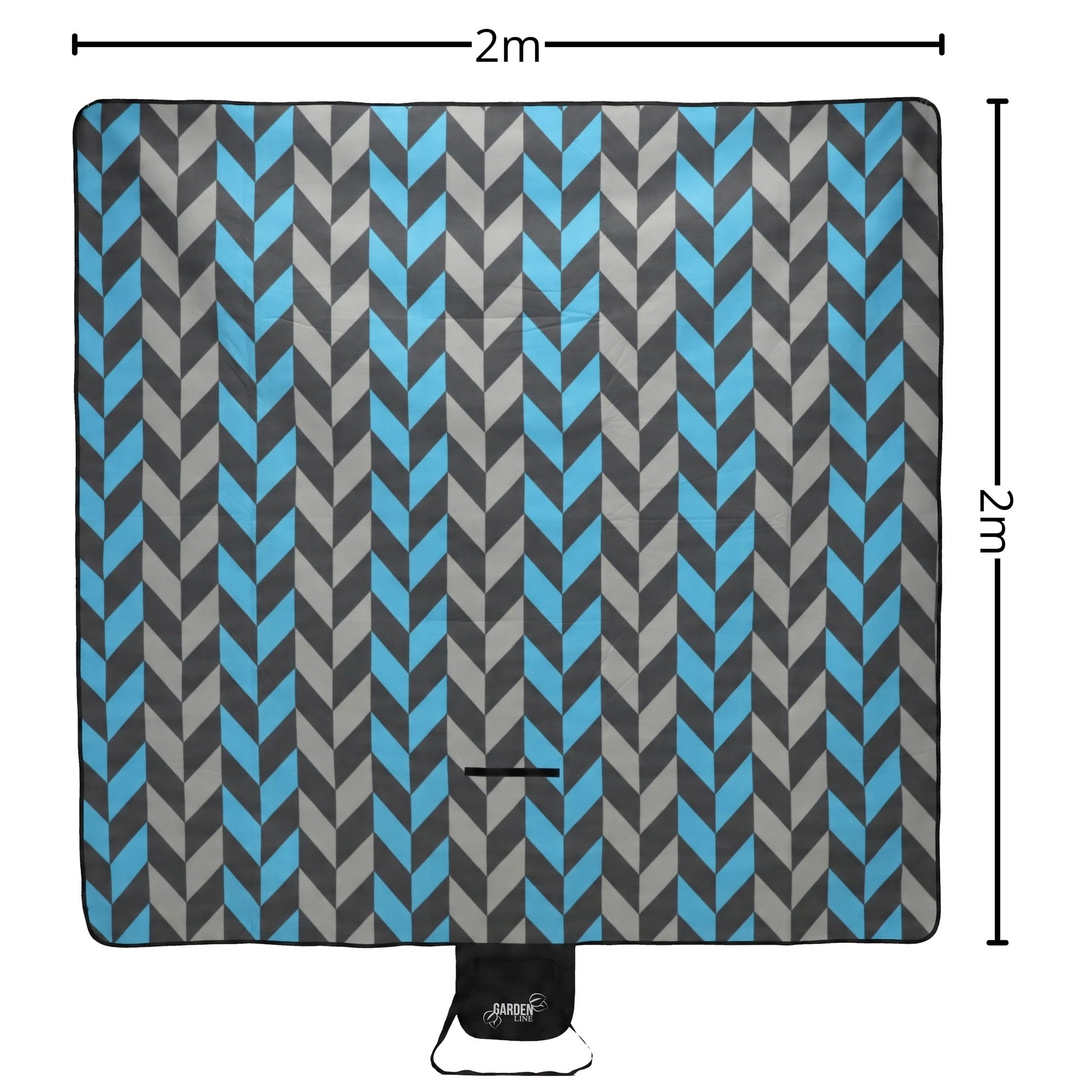 Koc piknikowy Z IZOLACJĄ TERMICZNĄ, mata PLAŻOWA, koc WODOODPORNY z uchwytem (niebiesko-szary, 200x200cm)