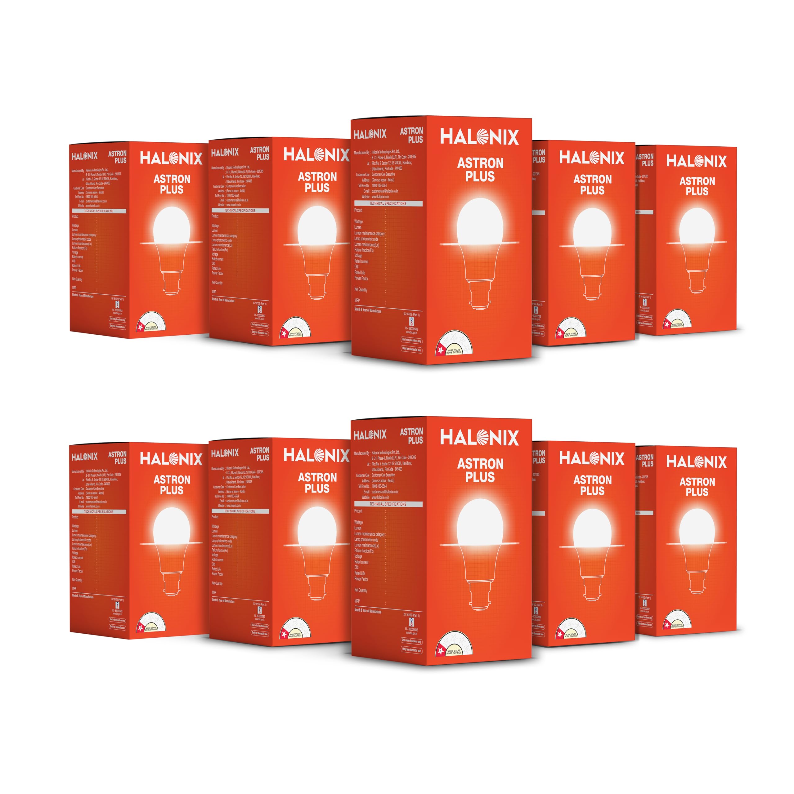 Halonix 10W B22 LED Cool Day Light Bulb, Pack of 10