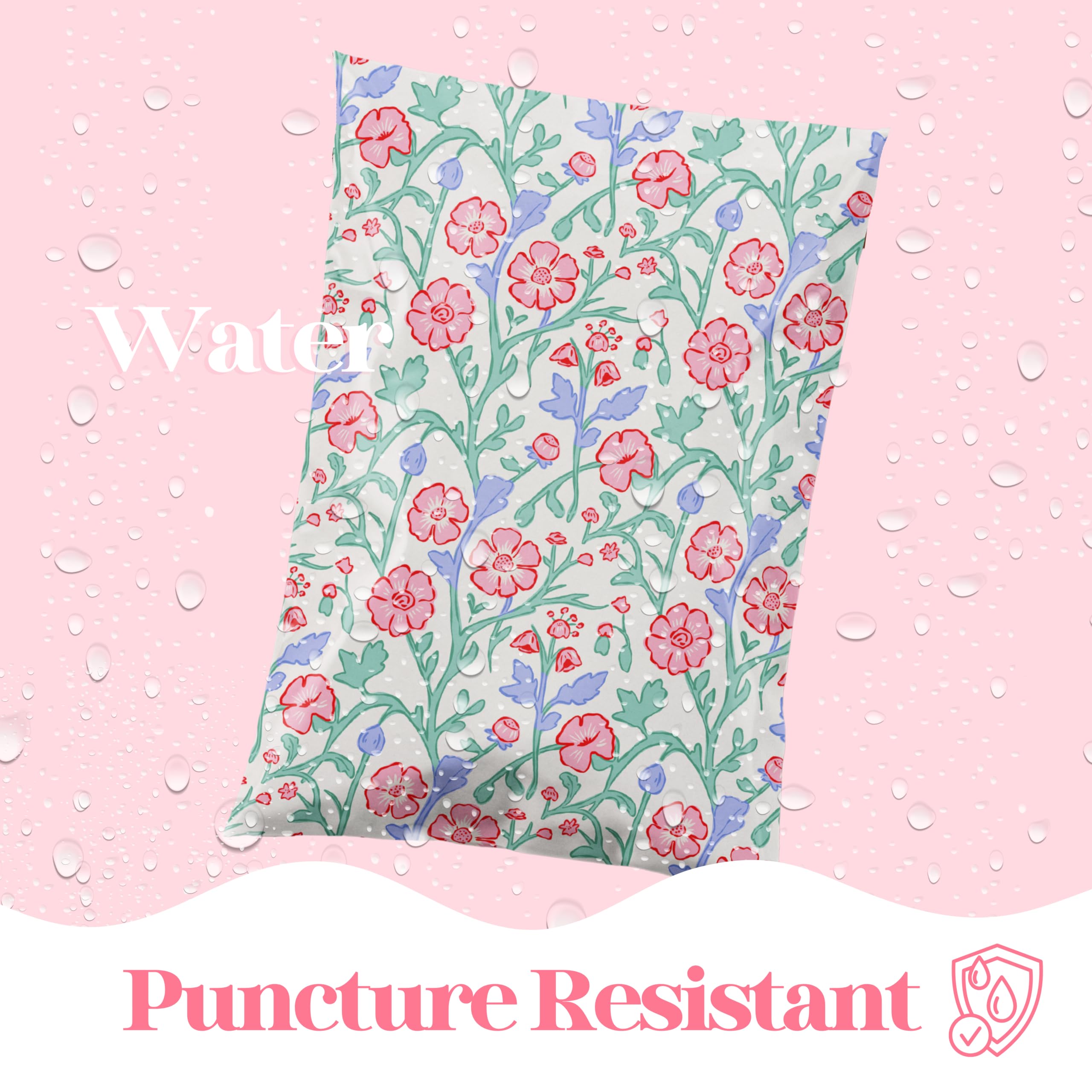 Lot de 100 enveloppes d'expédition autocollantes robustes et imperméables pour petites entreprises et grandes entreprises - Emballage en vrac résistant aux déchirures - Fleurs de printemps - 25,4 x 33