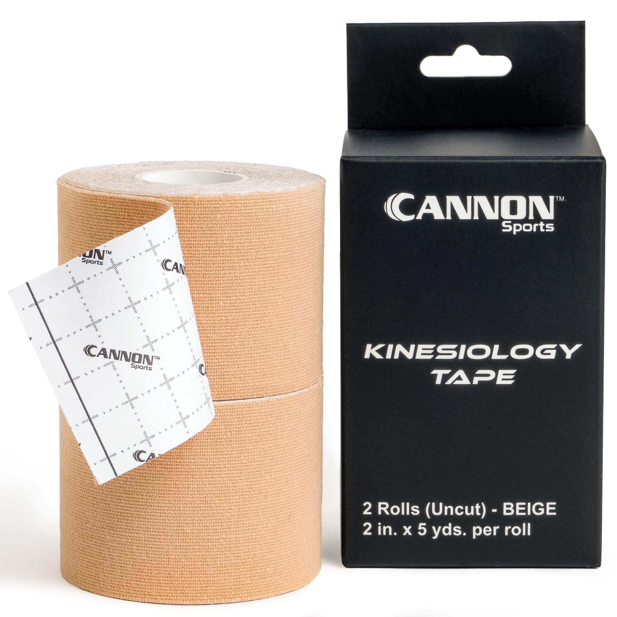 Cannon Sports Uncut Kinesiology Tape - 2 Rolls 2 x 16 Per Roll - Premium Cotton Elastic Athletic