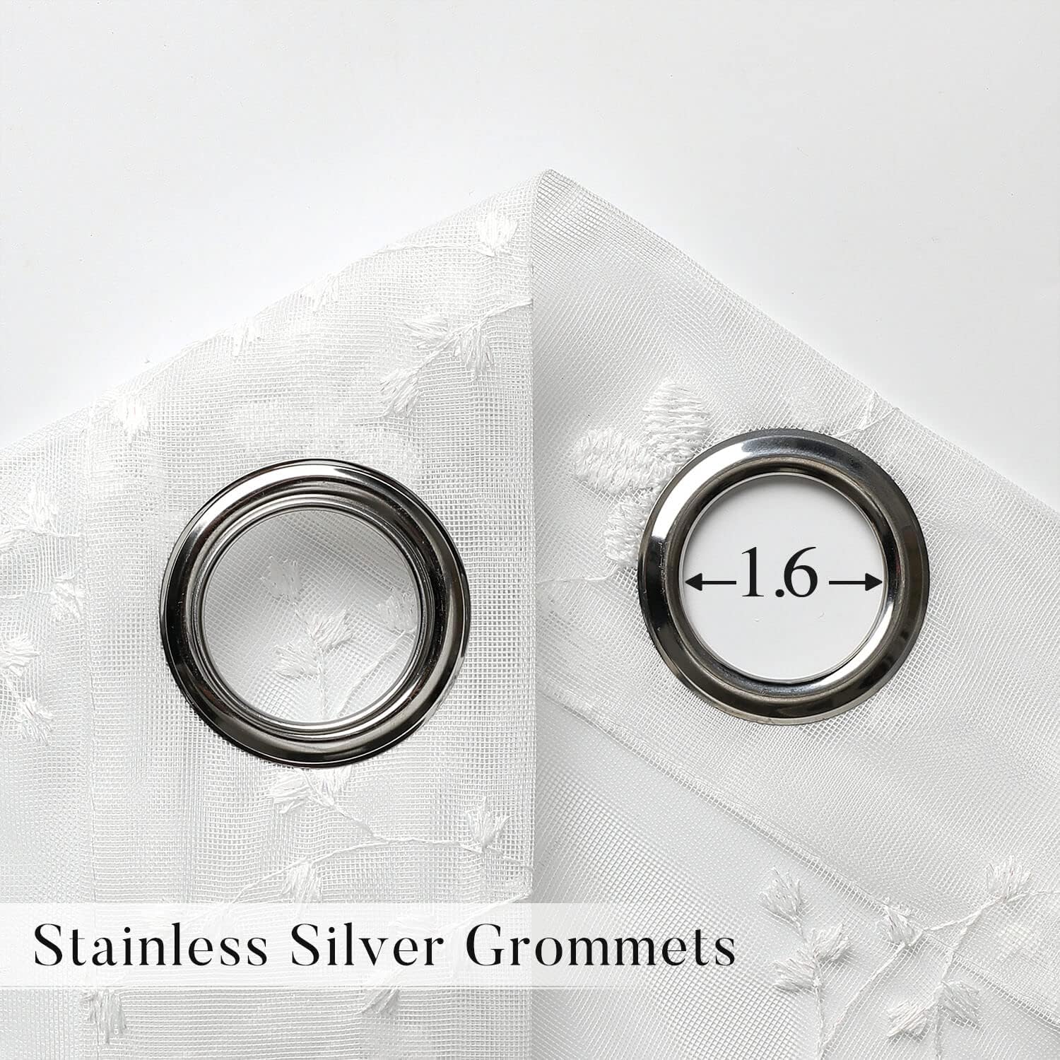 WUBODTI Luxury White Lace Sheer Curtains 84 Inches Long 2 Panels for Living Room, Cute Vine Floral Embroidered Sheer Curtain Grommet White Elegant Tulle Curtain Drapes for Bedroom, Girls Room Decor