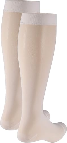 Vista 51 de Truform - Medias de compresión traslúcidas para mujer, hasta la rodillas, 15-20 mmHg, 20 denier, color piel, talla S Beige