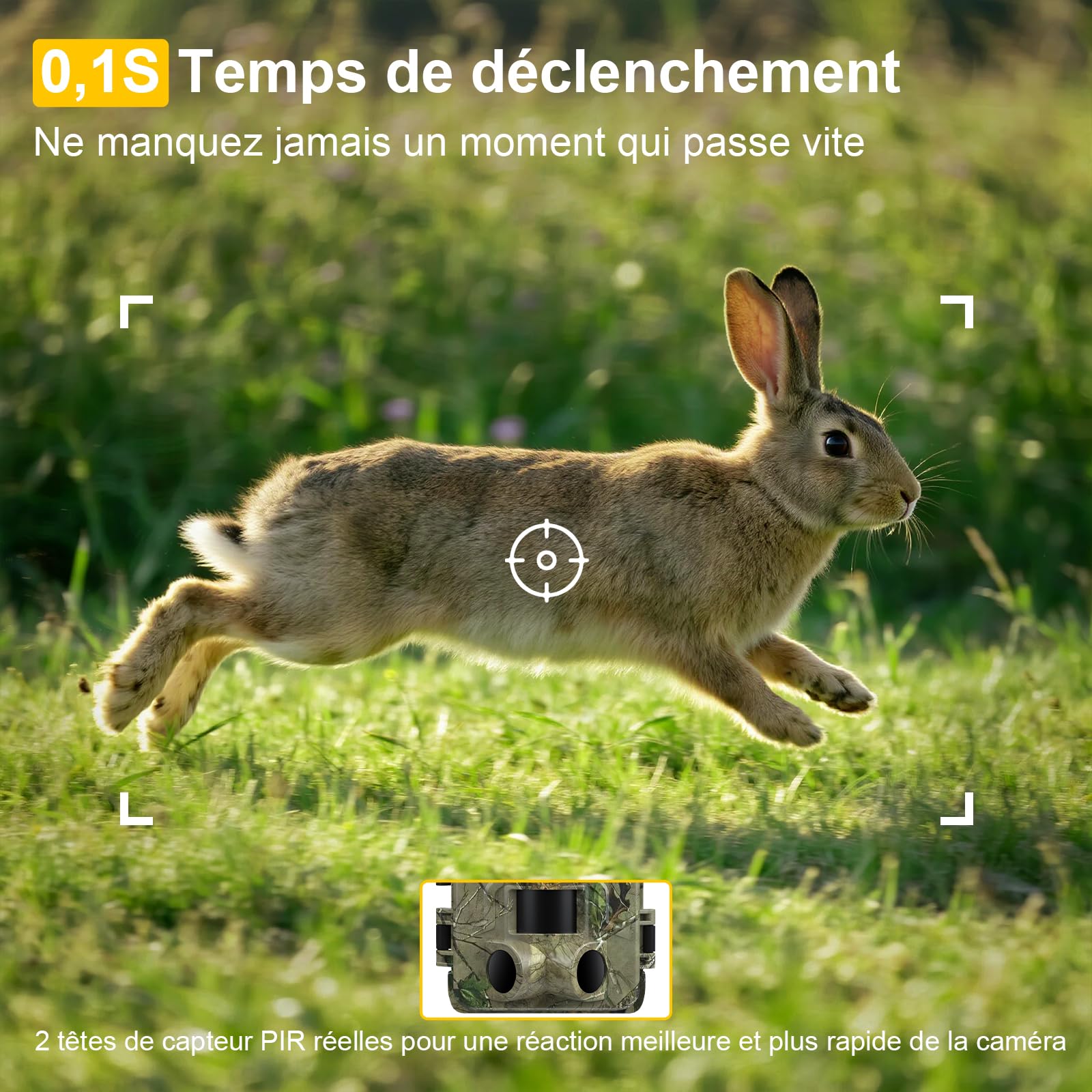 Caméra de Chasse 5K WiFi, Full HD 64MP Caméra Chasse Connectée au Téléphone | Caméra Infrarouge avec Carte SD 32 Go et 8 Piles AA, Vision Nocturne, Détection 0,1s, Angle 130°, IP66, Jardin, Extérieur