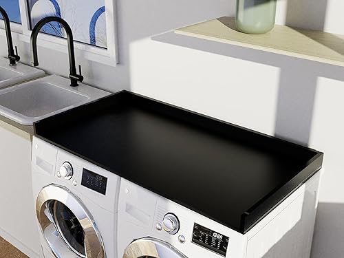 Miniatura 9 de OfficeSimpli - Encimera de lavadora y secadora, fabricadas en Estados Unidos, almohadillas antideslizantes, cubierta de madera para cuarto de
