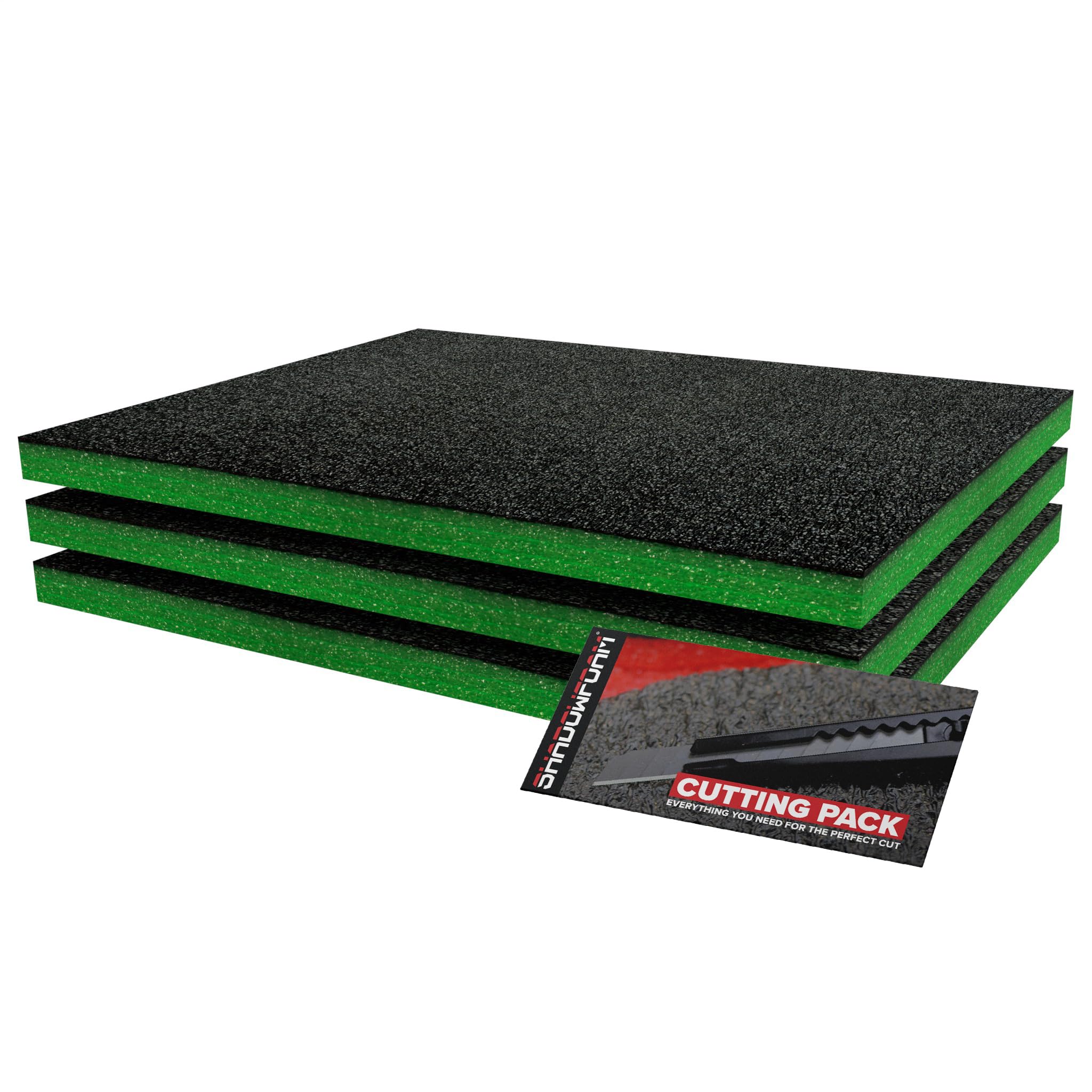 Oryginalna pianka Green Shadow - organizer narzędzi - zatrzask na ekstremalnie zielony | schludne narzędzie kabiny (1200 mm x 550 mm x 30 mm)