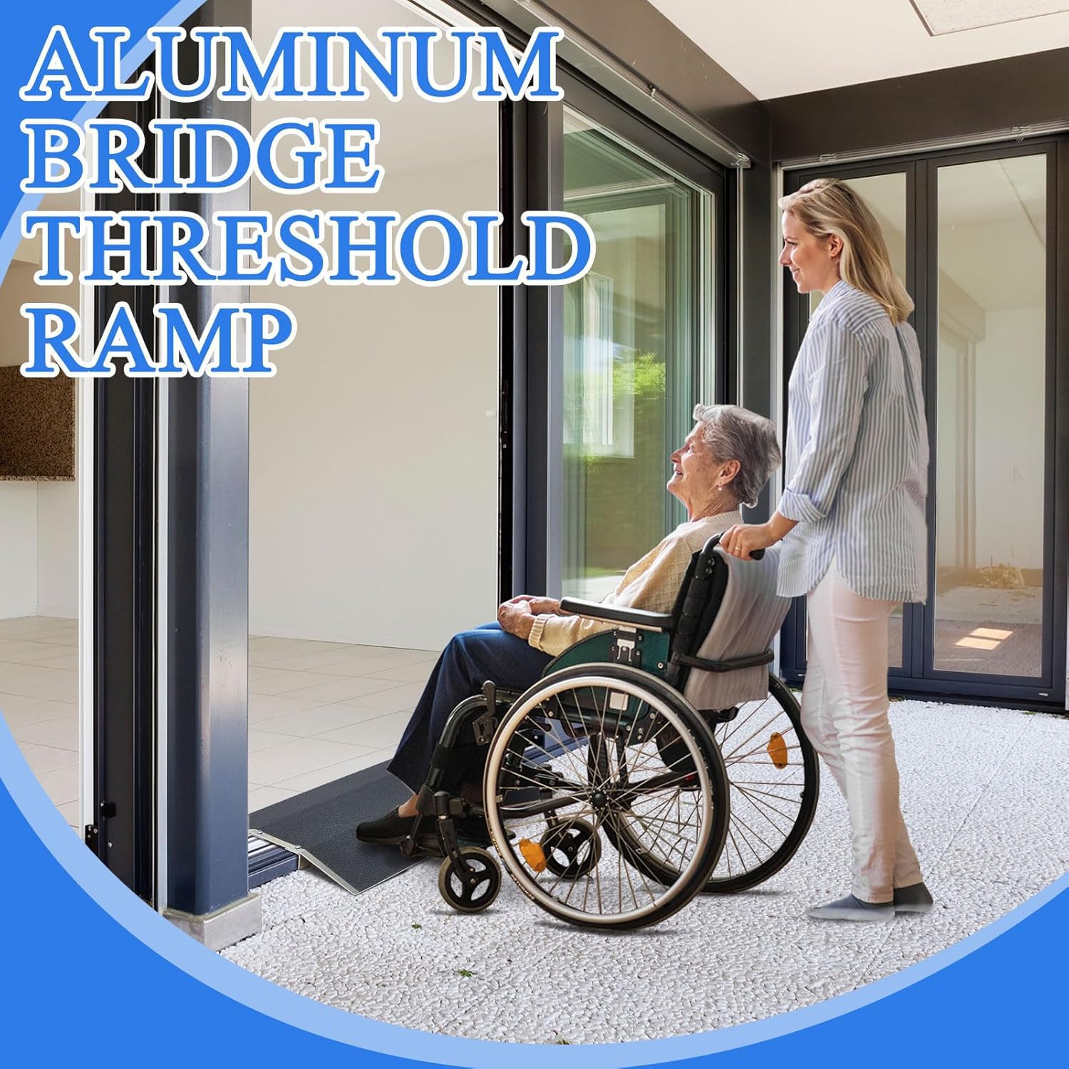 Rampe per sedie a rotelle, Rampa in alluminio con telaio di supporto e superficie antiscivolo, Capacità 300kg, per disabili, 80 x 40cm
