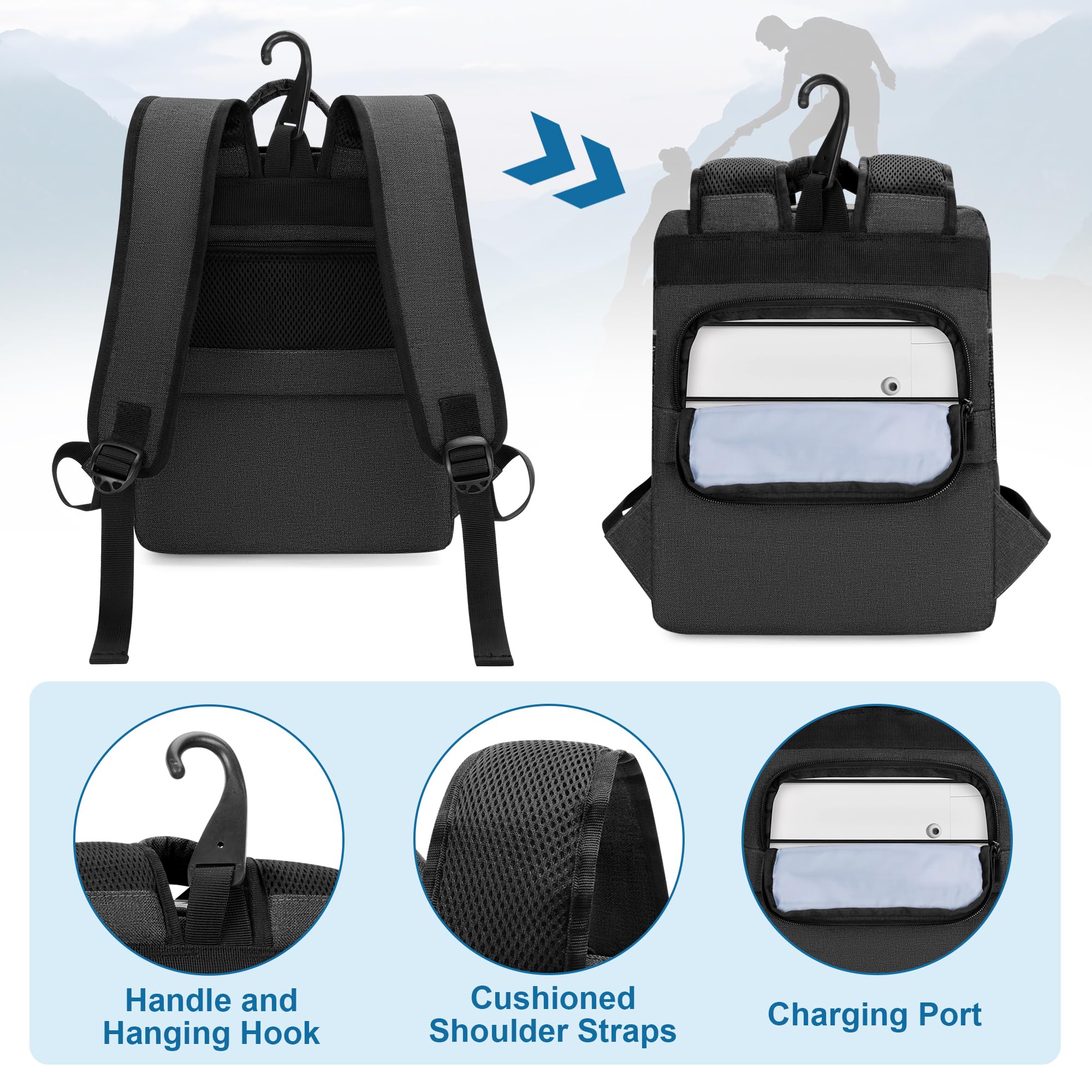 CURMIO Zaino per Ossigeno Portatile, Borsa da Viaggio per Concentratore di Ossigeno Compatibile con Rhythm Healthcare P2 P2-E6 P2-E7, Solo Borsa, Nera