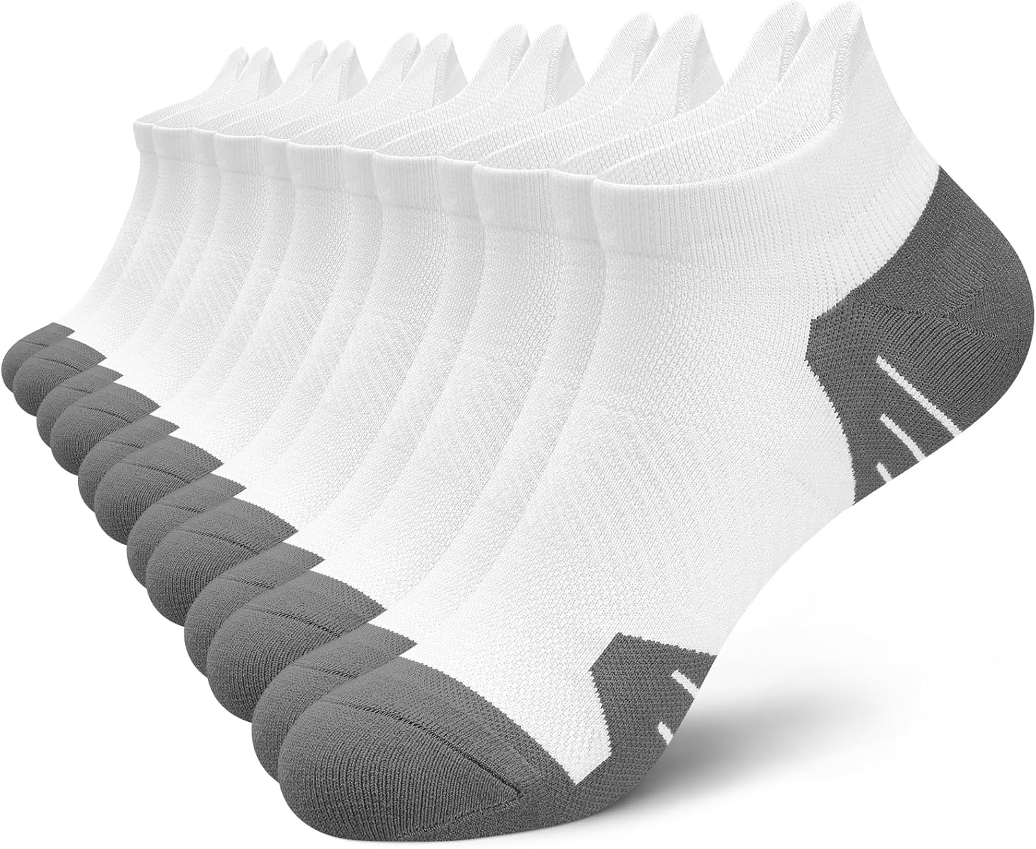 PAPLUS 6 Pairs Ankle Compression Socks for Women, Cushioned Running Socks with Arch Support, Low Cut, Targeted Compression