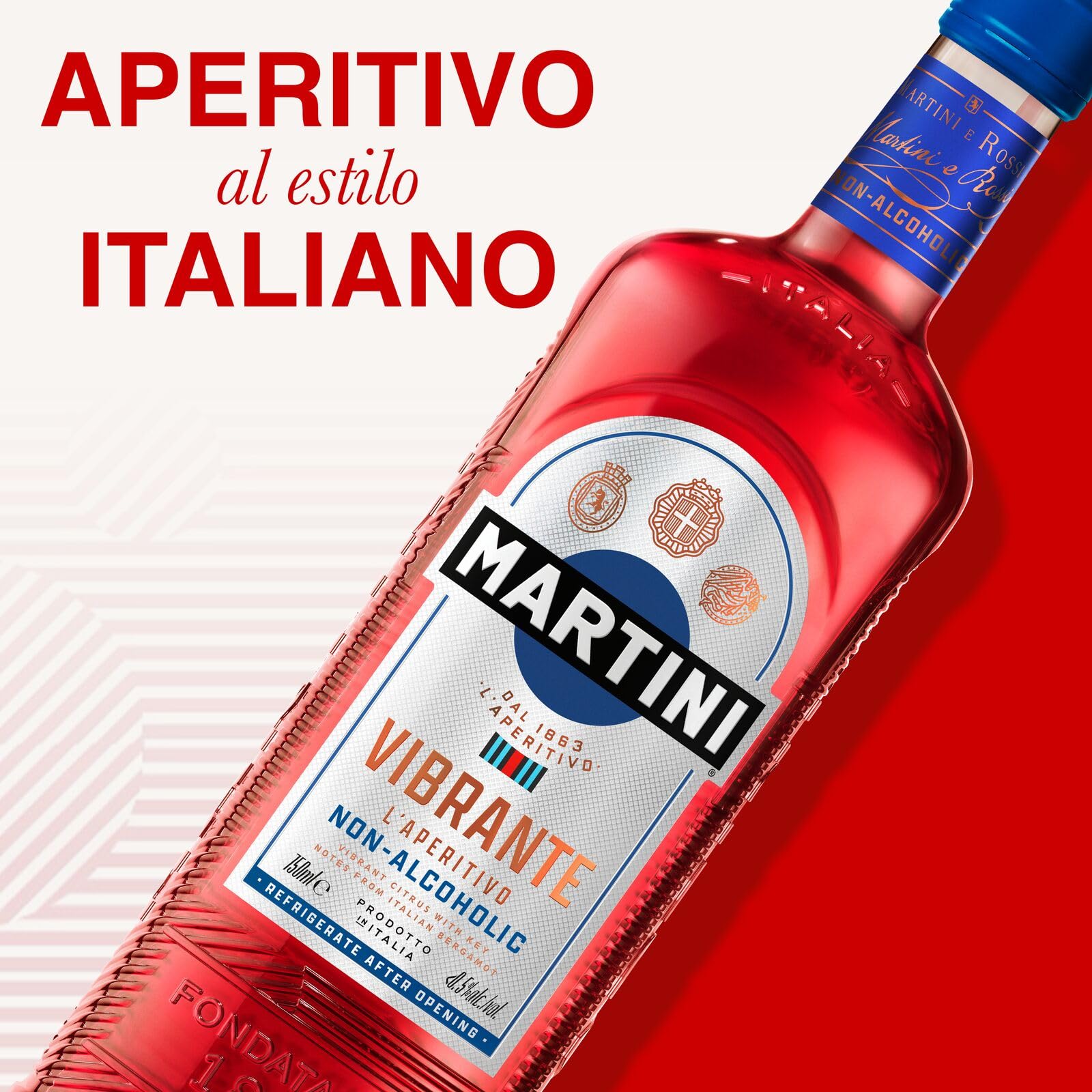MARTINI Vibrante Aperitivo sin Alcohol 75cl con Infusión de Botánicos Superiores