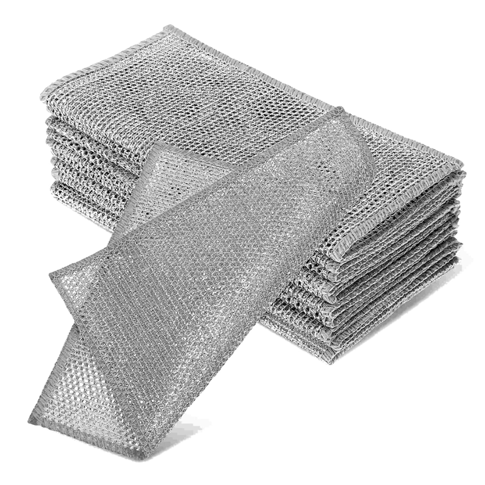 6 PCS Wire Dishwashing Rag for Wet and Dry,Double Layer Wire Dishwashing Cloths Non Scratch Cleaning Cloth for Use 20x20 cm, Multipurpose Dishwashing Rags for Cookware, Sinks, and Stove Tops
