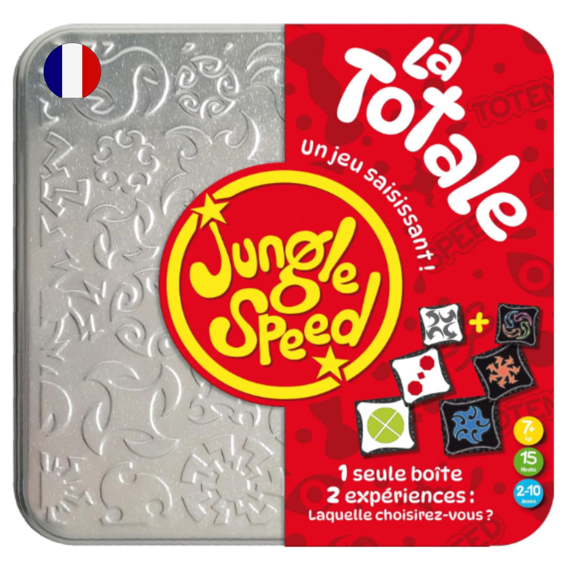 Asmodee - Jungle Speed: La Totale - Jeu de Cartes et d'Ambiance pour Adultes & Enfants dès 7 Ans - Jeu de Société de Rapidité et d'Observation - Boite Métal - 2 à 10 Joueurs - 15 Min - en Français