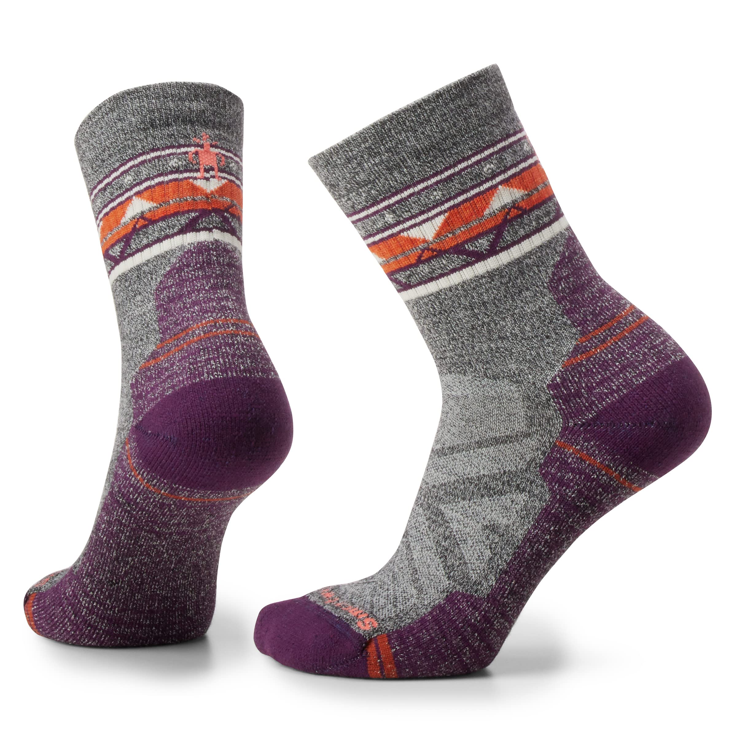 Smartwool Women's Hike Light Cushion Zig Zag Valley Mid Crew Socks, Ash-Charcoal, Small