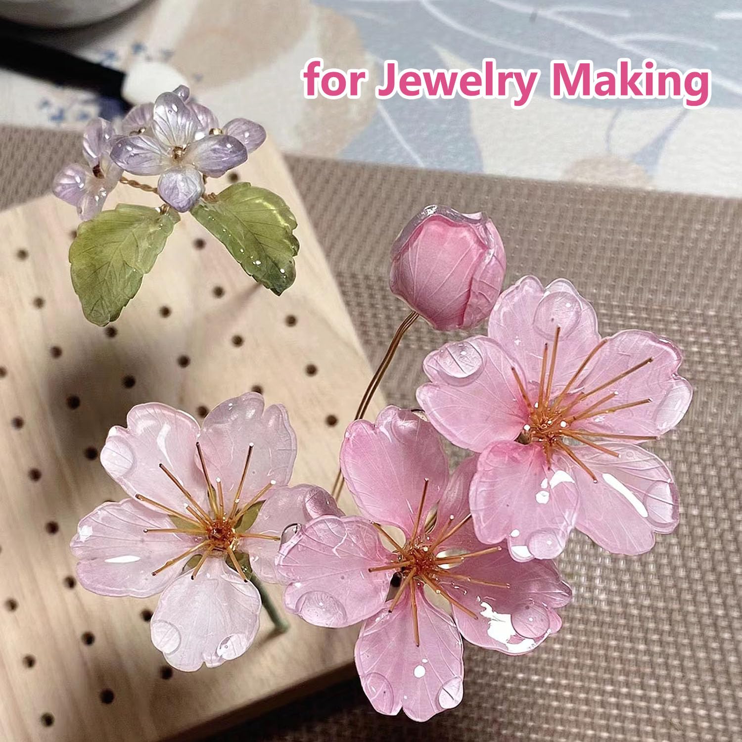 48 Stück gemischte Kirschblüten natürliche getrocknete gepresste Blumen für Kuchendekoration, echte trockene Blumen für Harzschmuckherstellung, DIY Kunsthandwerk – Rosa Sakura
