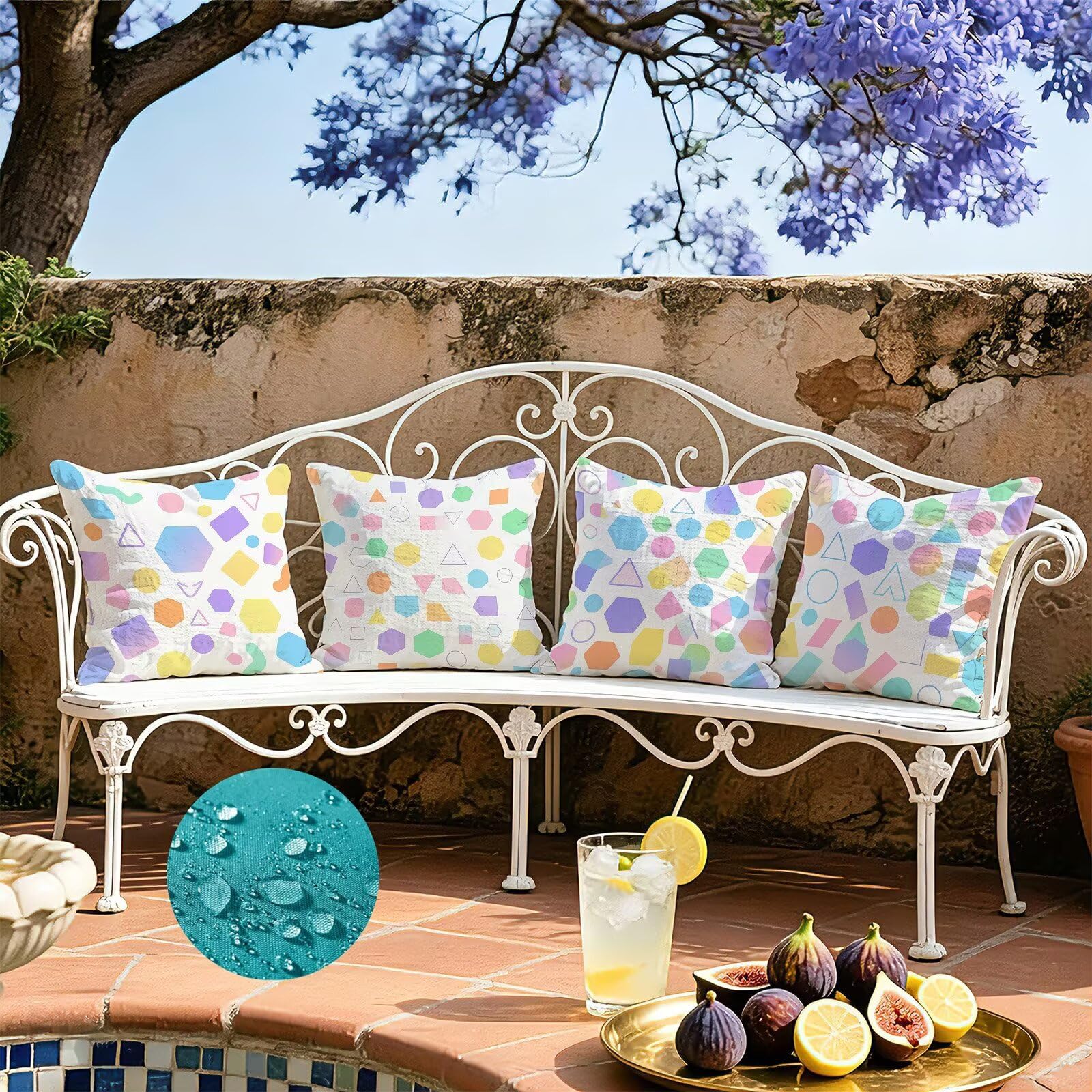 Tinta Unita Federe Cuscini Divano 55x55cm, Cuscini da Esterno, Cod-36 | Velour Copricuscini Decorativi Letto Arredo, per Letto, Soggiorno, Giardino, Esterno, Casa Decorazione Set di 4 Geometria