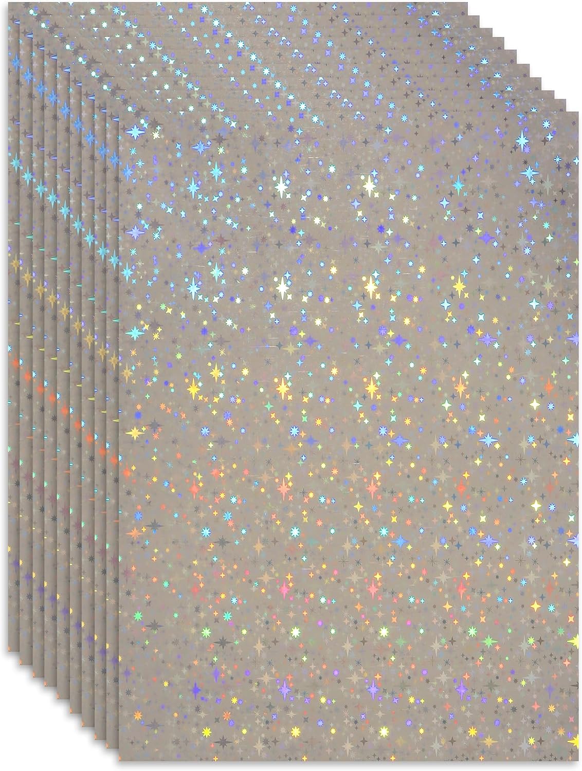 20 Sheets Holographic Vinyl Sticker Paper, Holographic Vinyl Laminate Film, Clear Self Adhesive Waterproof - Rainbow Effect/8.2x11.7 inch for Crafts