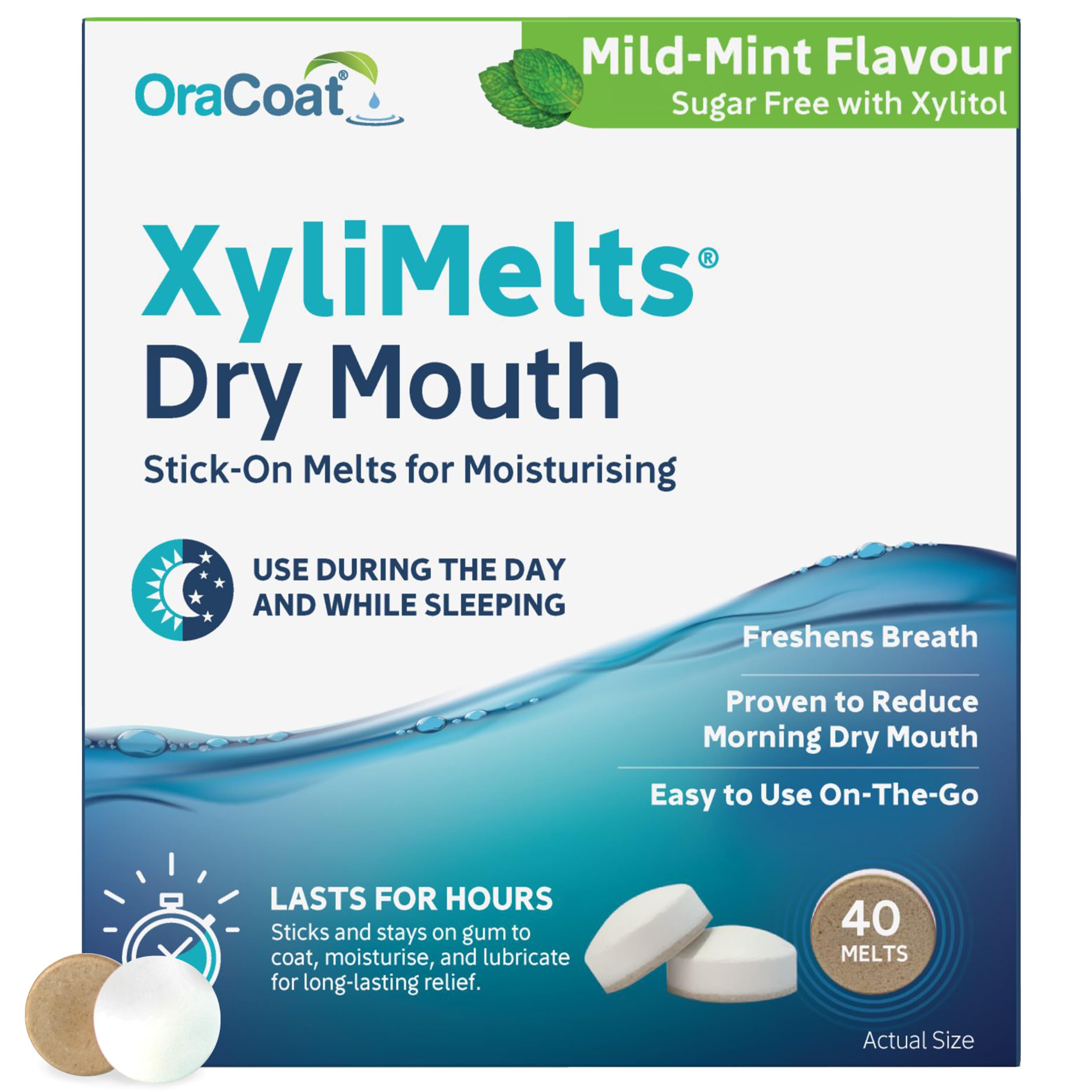 XyliMelts Dry Mouth Relief Discs Mild Mint (40 Count)