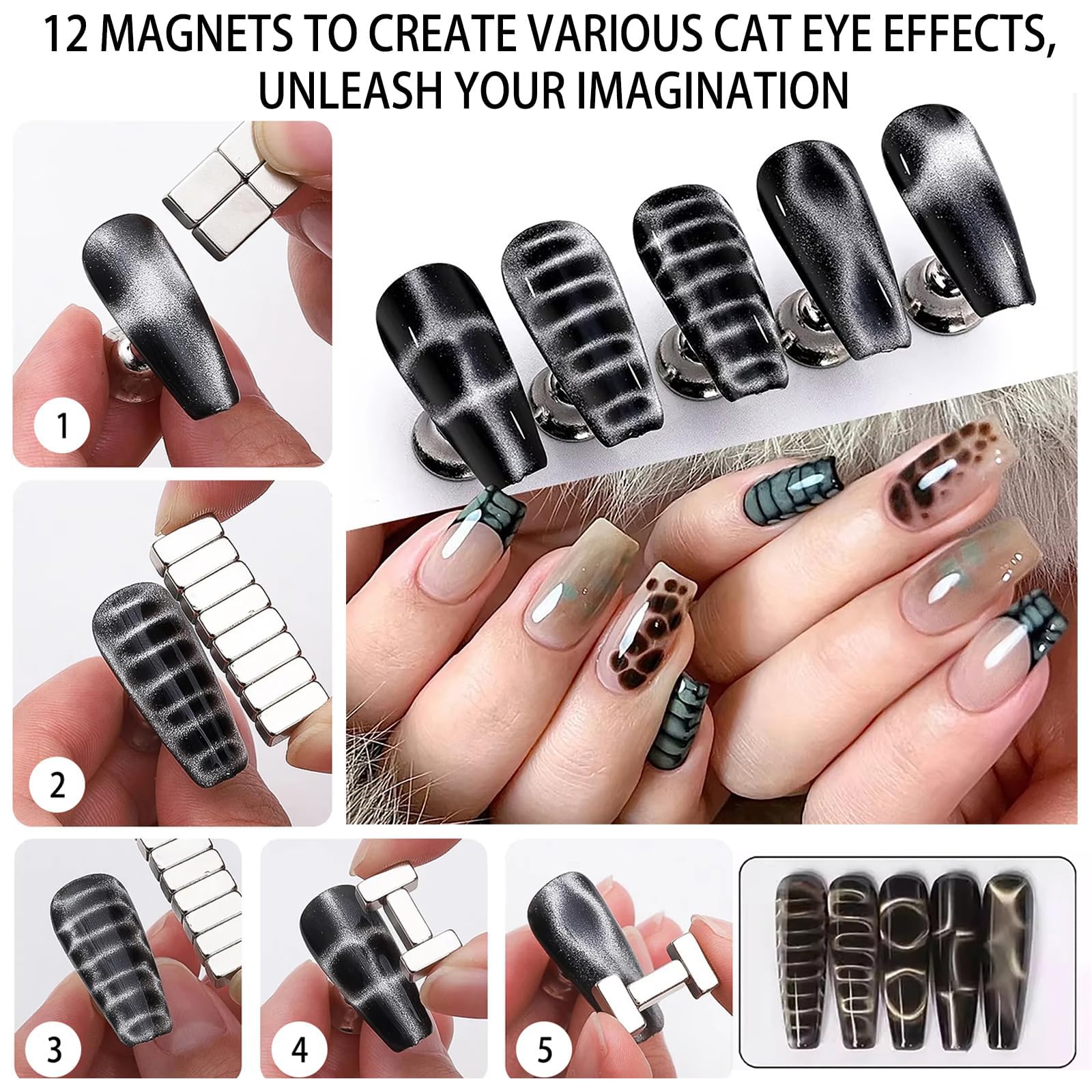 TELAIN 72 Piece Nail Magnet Set, Cat Eye Gel Nail Polish Magnet, Magnetic Nail Polish - Image 3