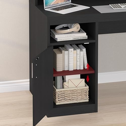 Miniatura 6 de Escritorio para computadora con 3 cajones y estantes de almacenamiento, escritorio de oficina en casa con cajón de archivos y gabinete, mesa de