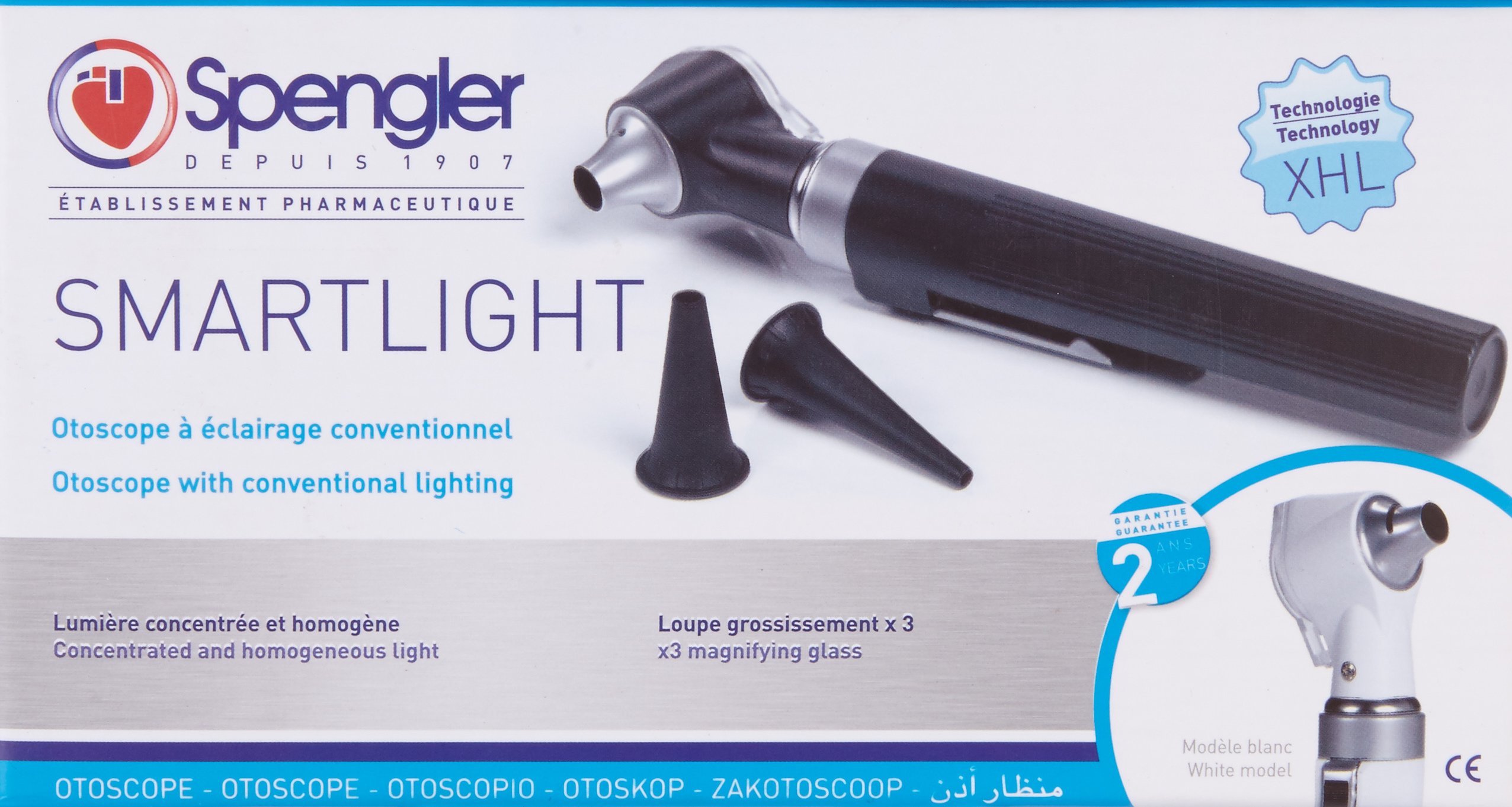 Spengler Otoscope Smartlight Noir Éclairage Conventionnel Xénon Halogène